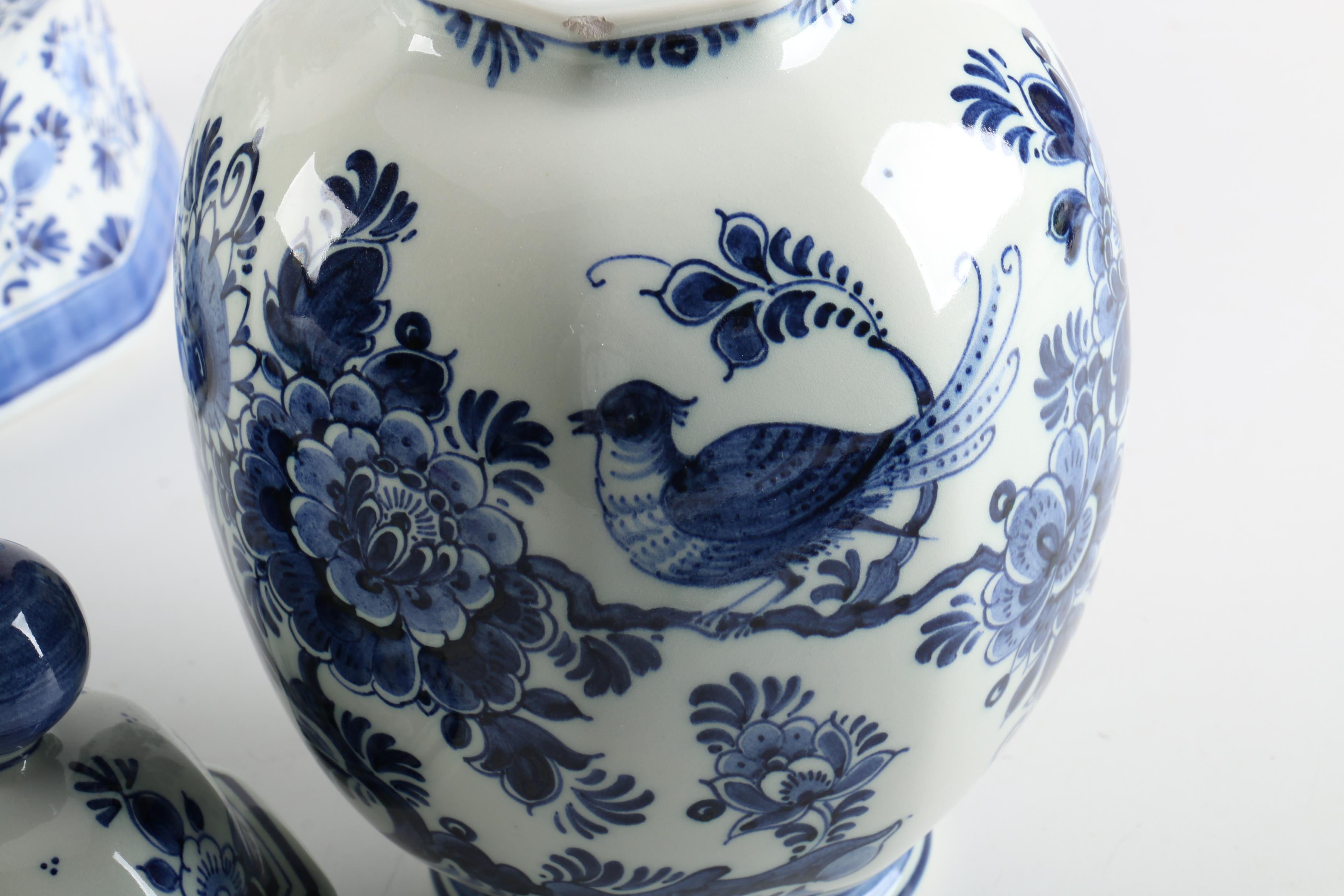 Hand-Painted Delft Style Jars Including Royal Delft and Zenith
