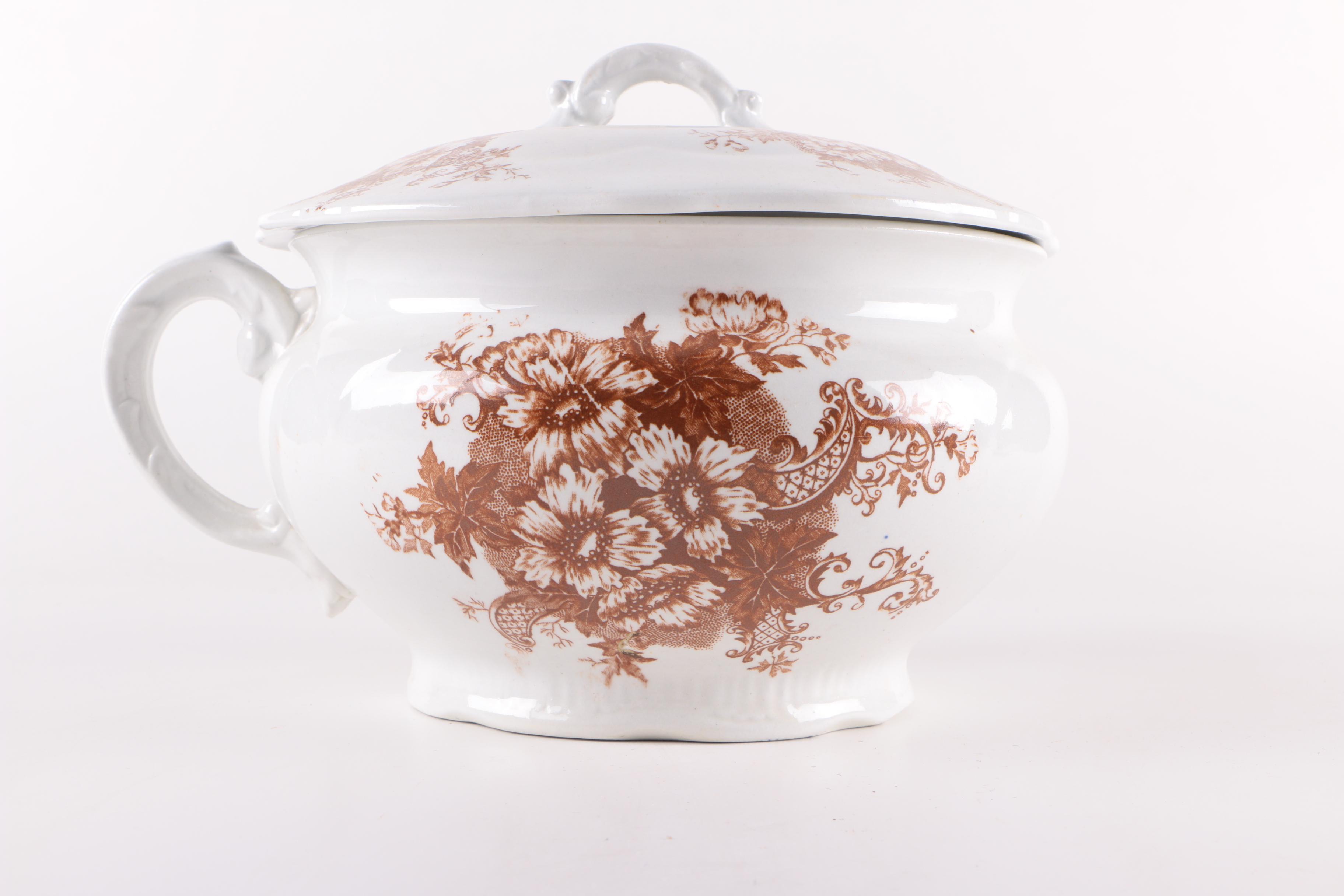 Antique Ironstone and Vintage Porcelain Vanity Accessories