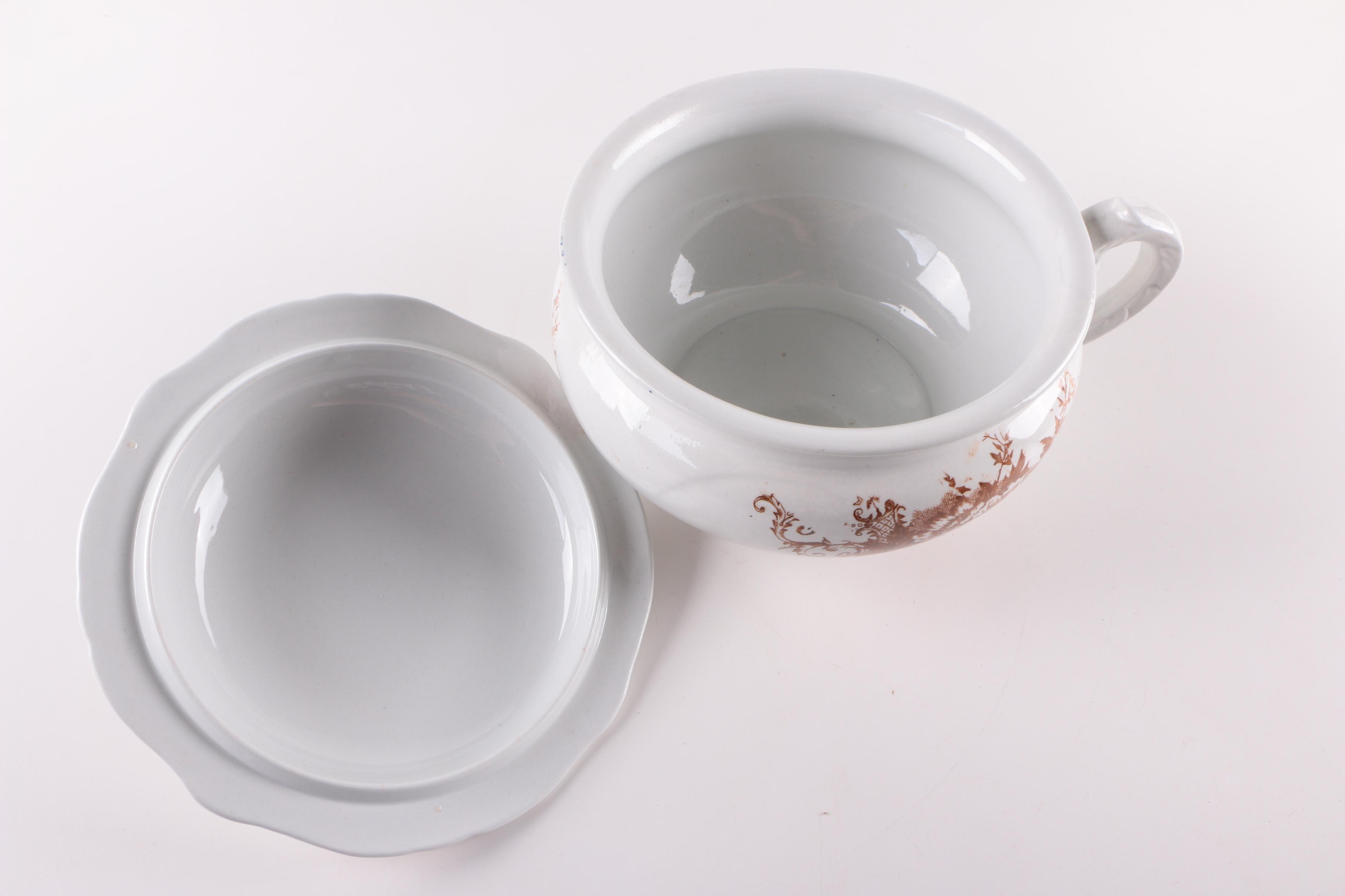 Antique Ironstone and Vintage Porcelain Vanity Accessories