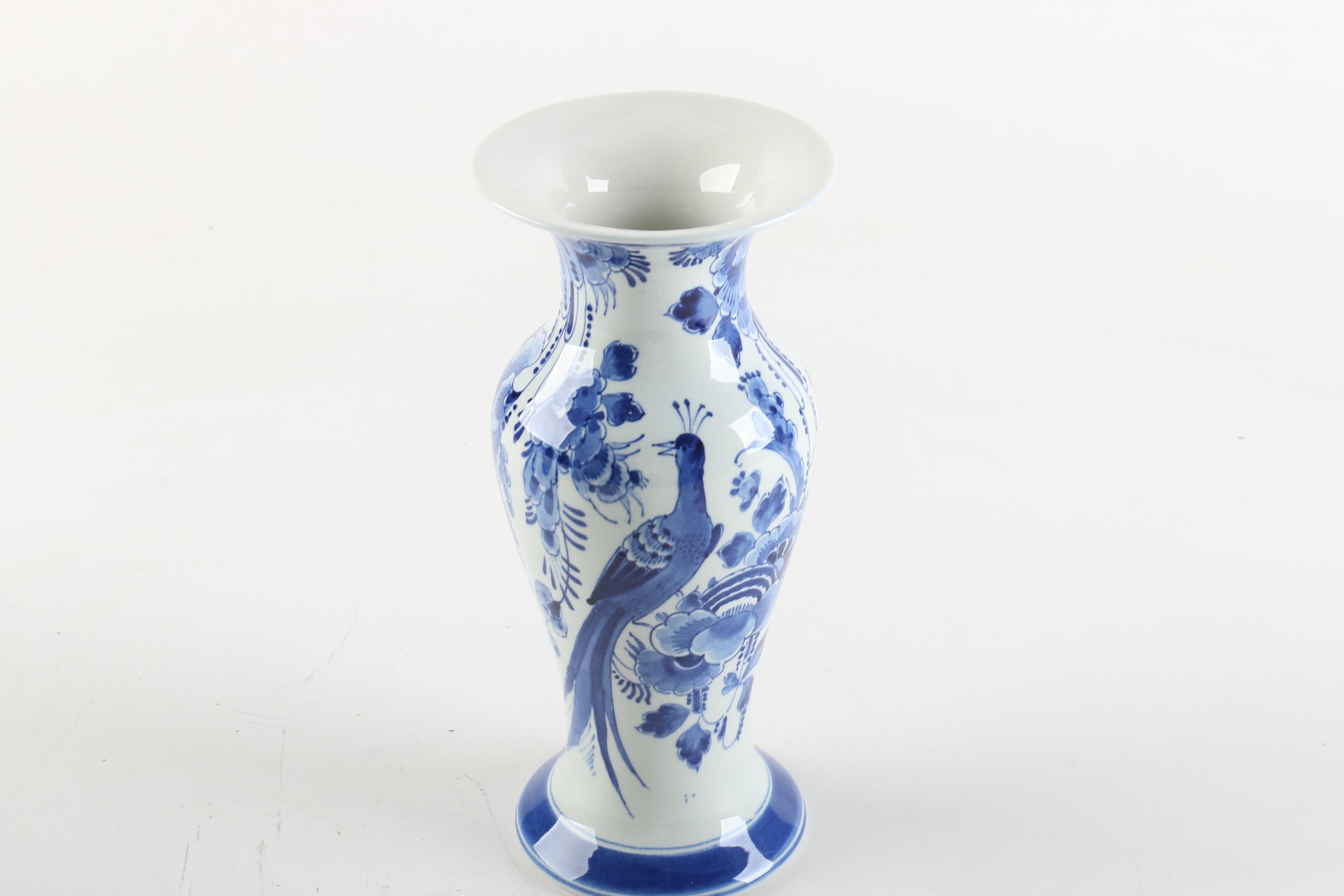 Decorative Hand-painted Delft Plate and Vase