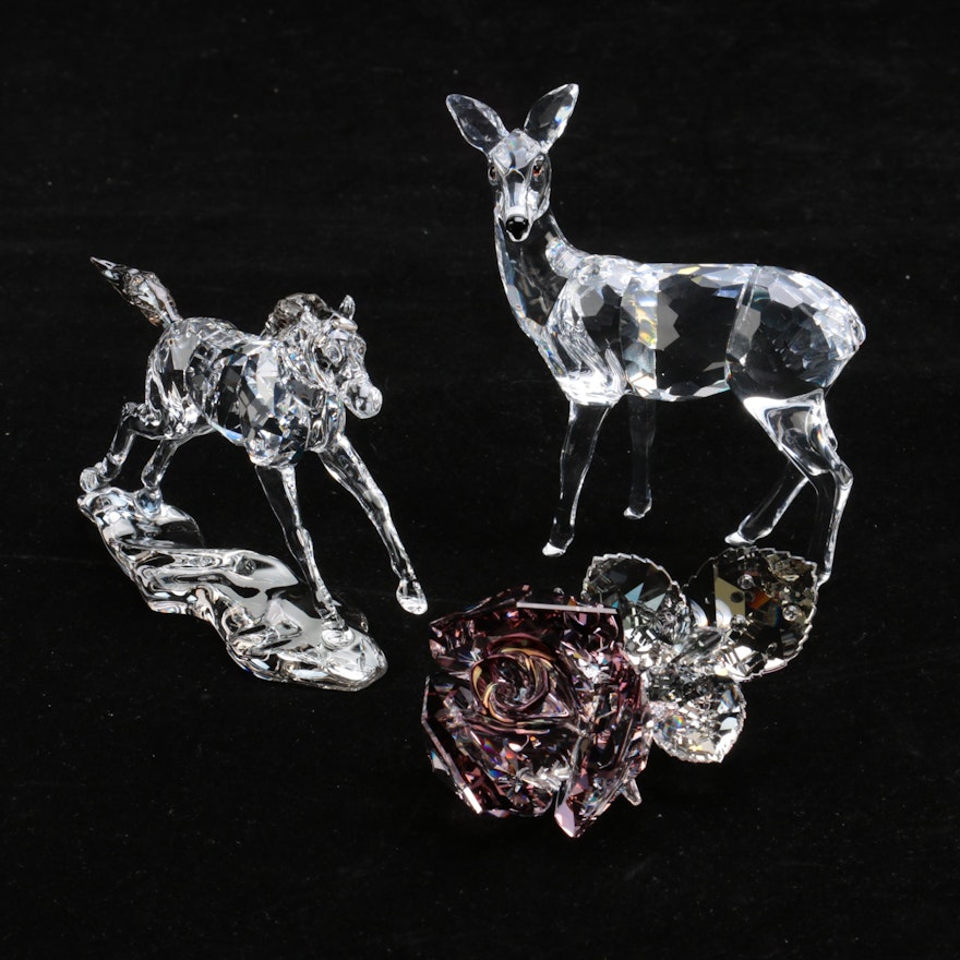 Swarovski Crystal "Esperanza" and "Blossoming Rose" Figurines