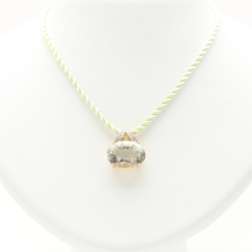 14K Yellow Gold Praseolite Necklace