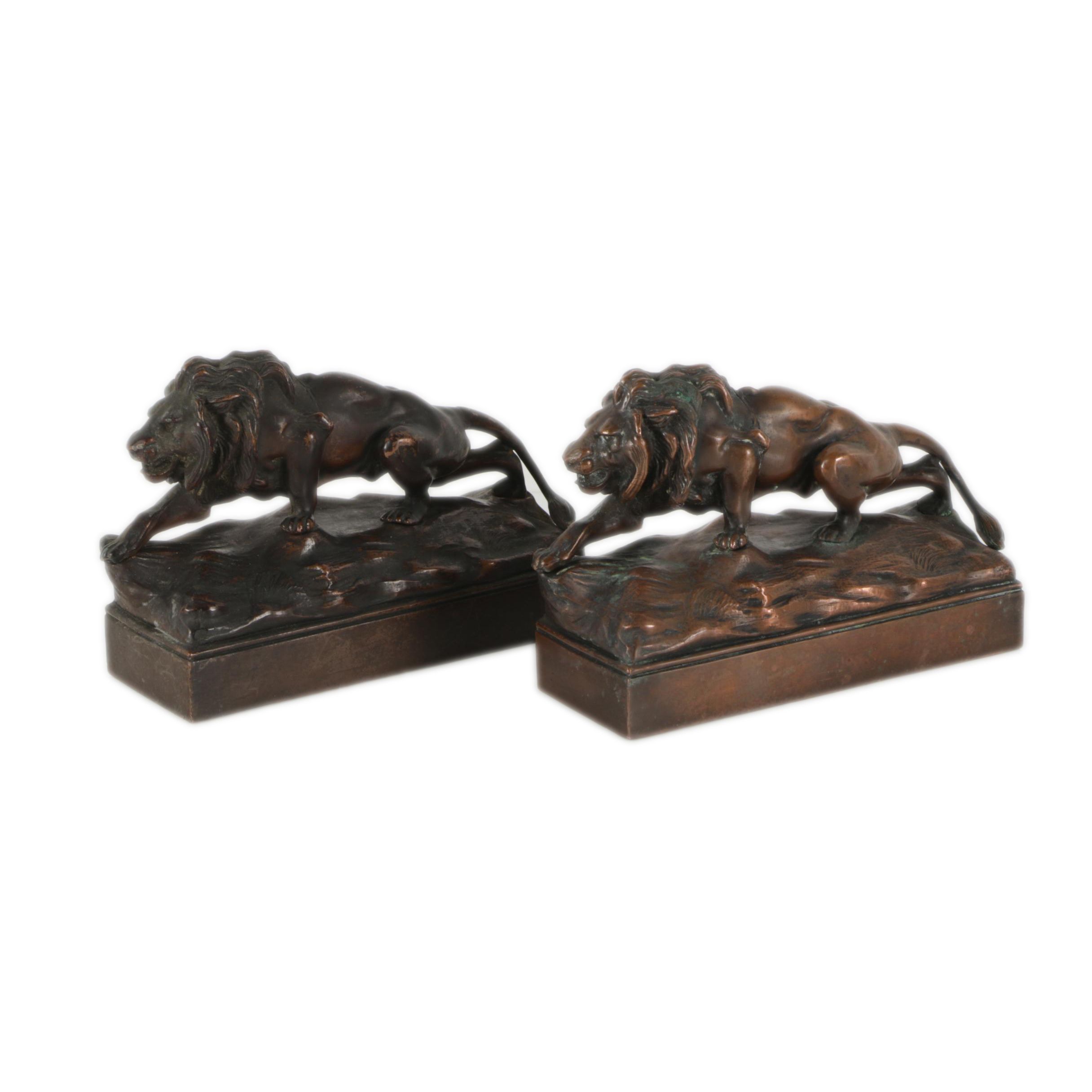 Jennings Brothers Bronze Tone Lion Bookends
