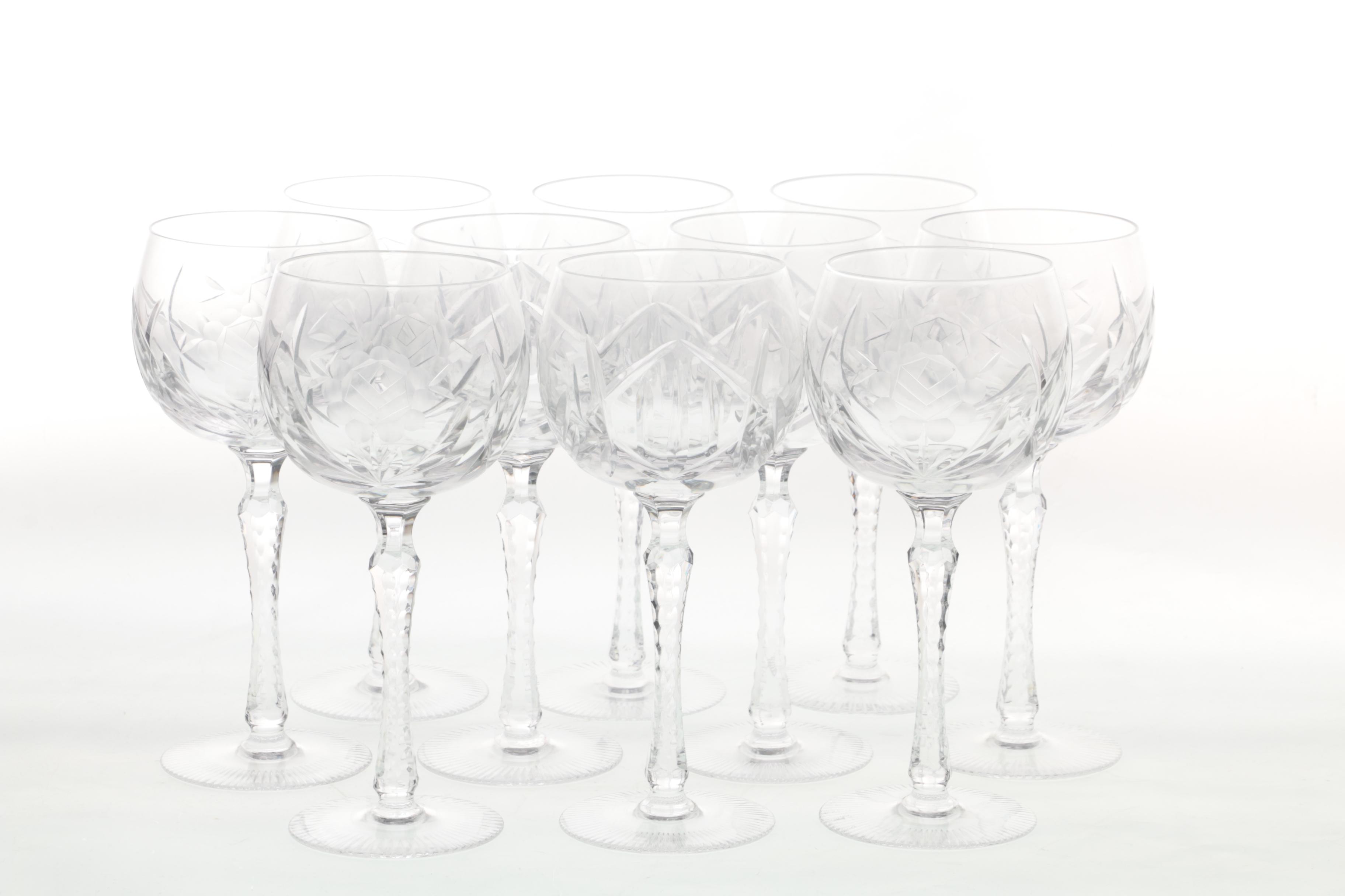 Hand-Cut Crystal Hock Wine Glasses