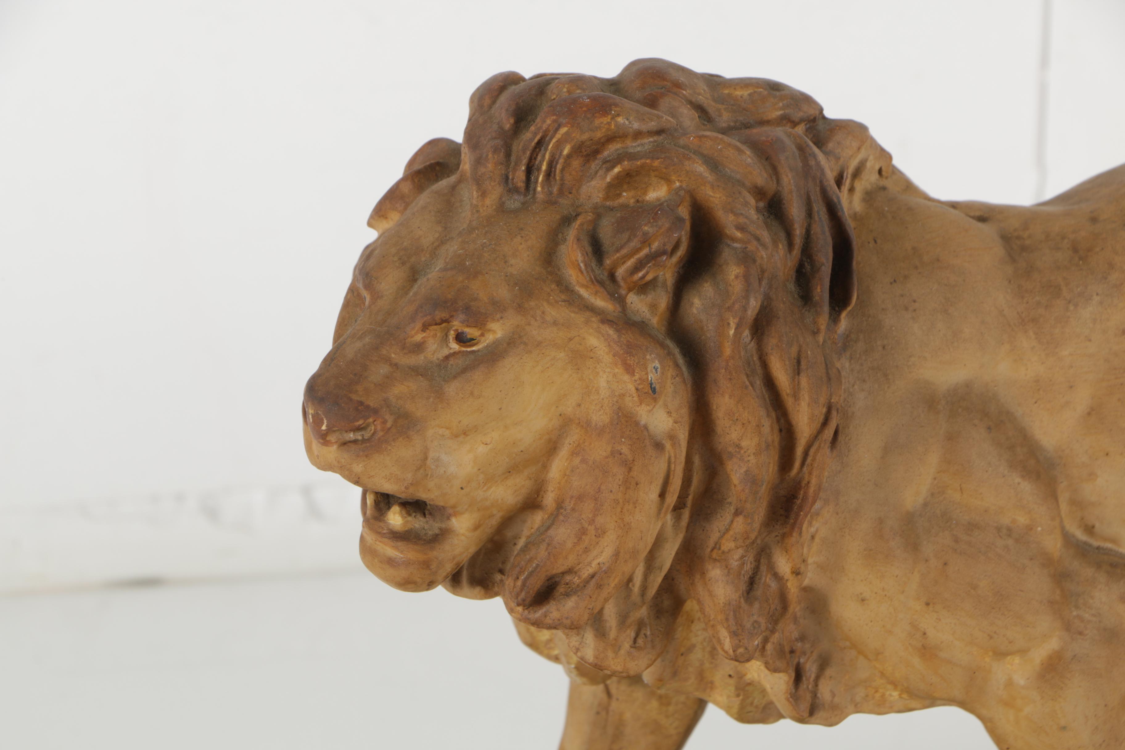 Plaster Sculpture After Antoine-Louis Barye's "Le Lion Qui Marche"