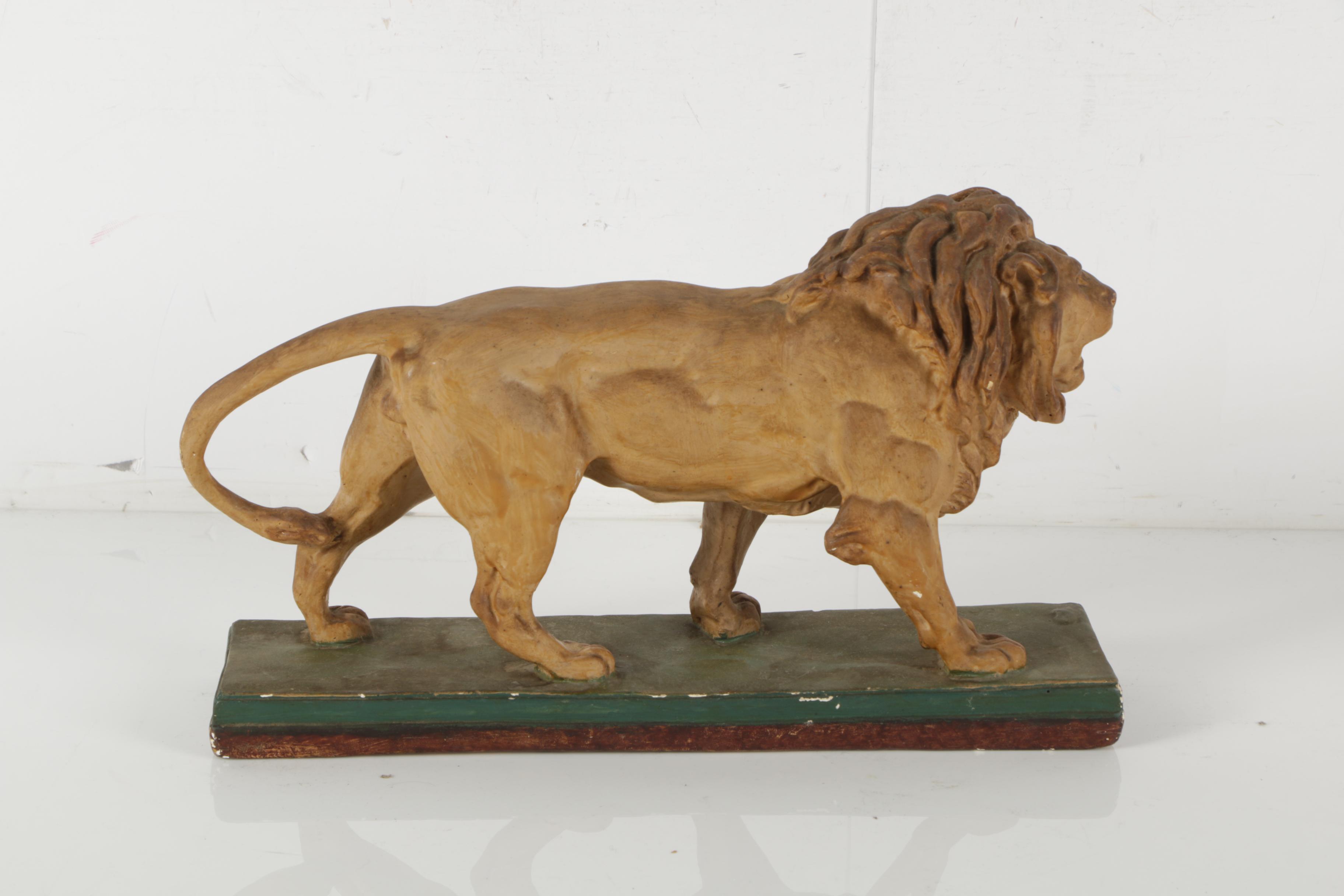 Plaster Sculpture After Antoine-Louis Barye's "Le Lion Qui Marche"