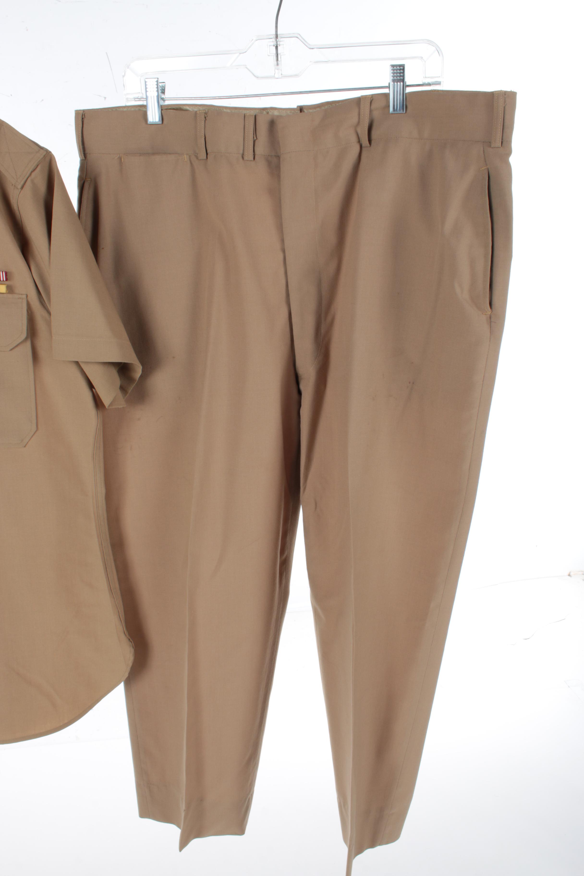 Men's Vintage Army Uniform with Ribbon Bars and Pins