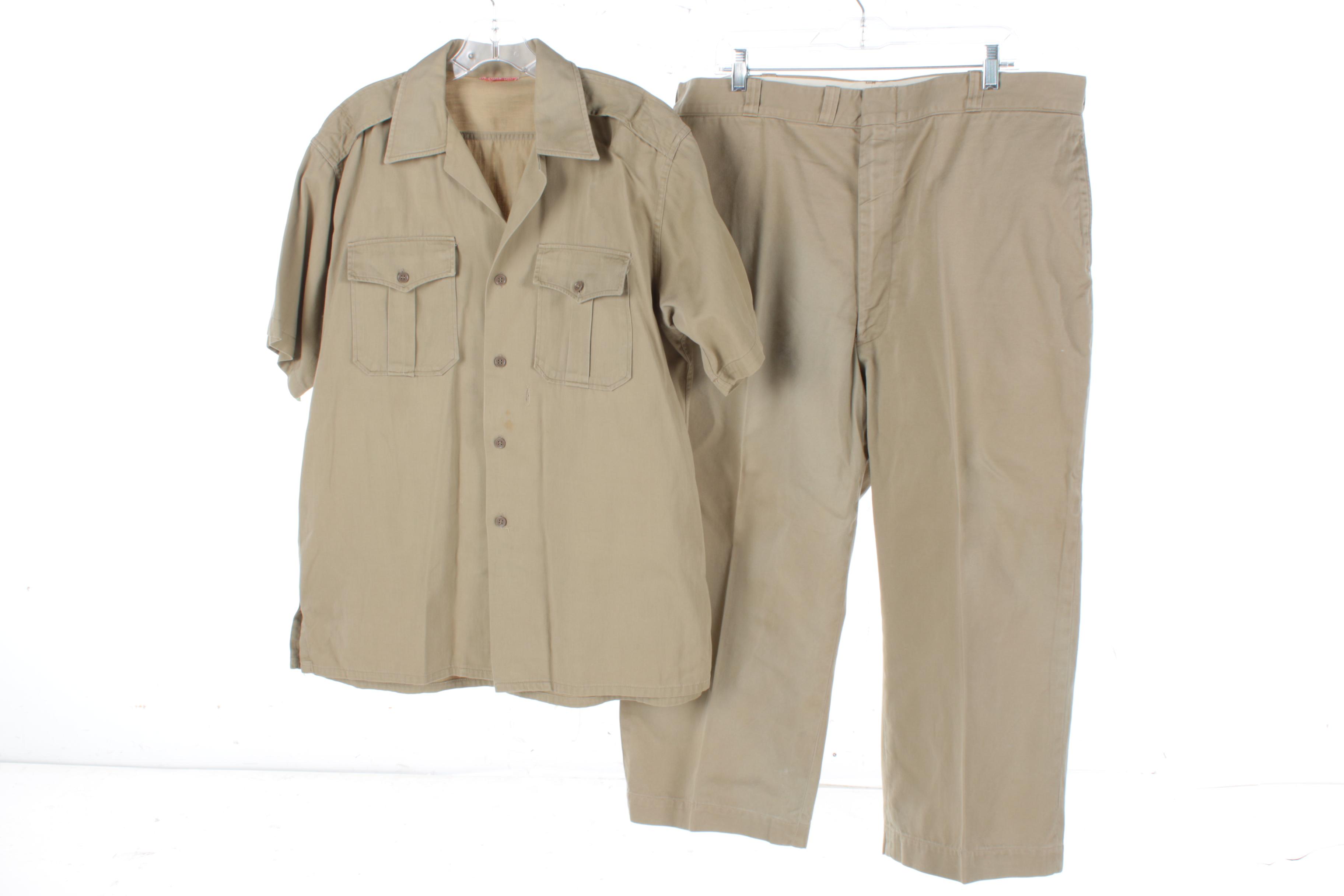 Men's Vintage Army Uniform with Ribbon Bars and Pins