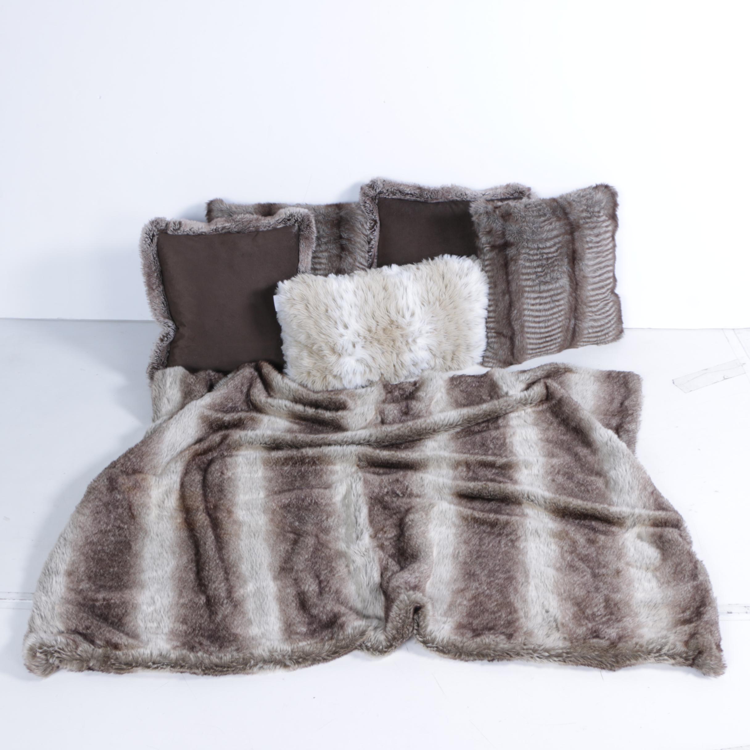 Faux Fur Pillows and Throw Featuring Nicole Miller and Tahari