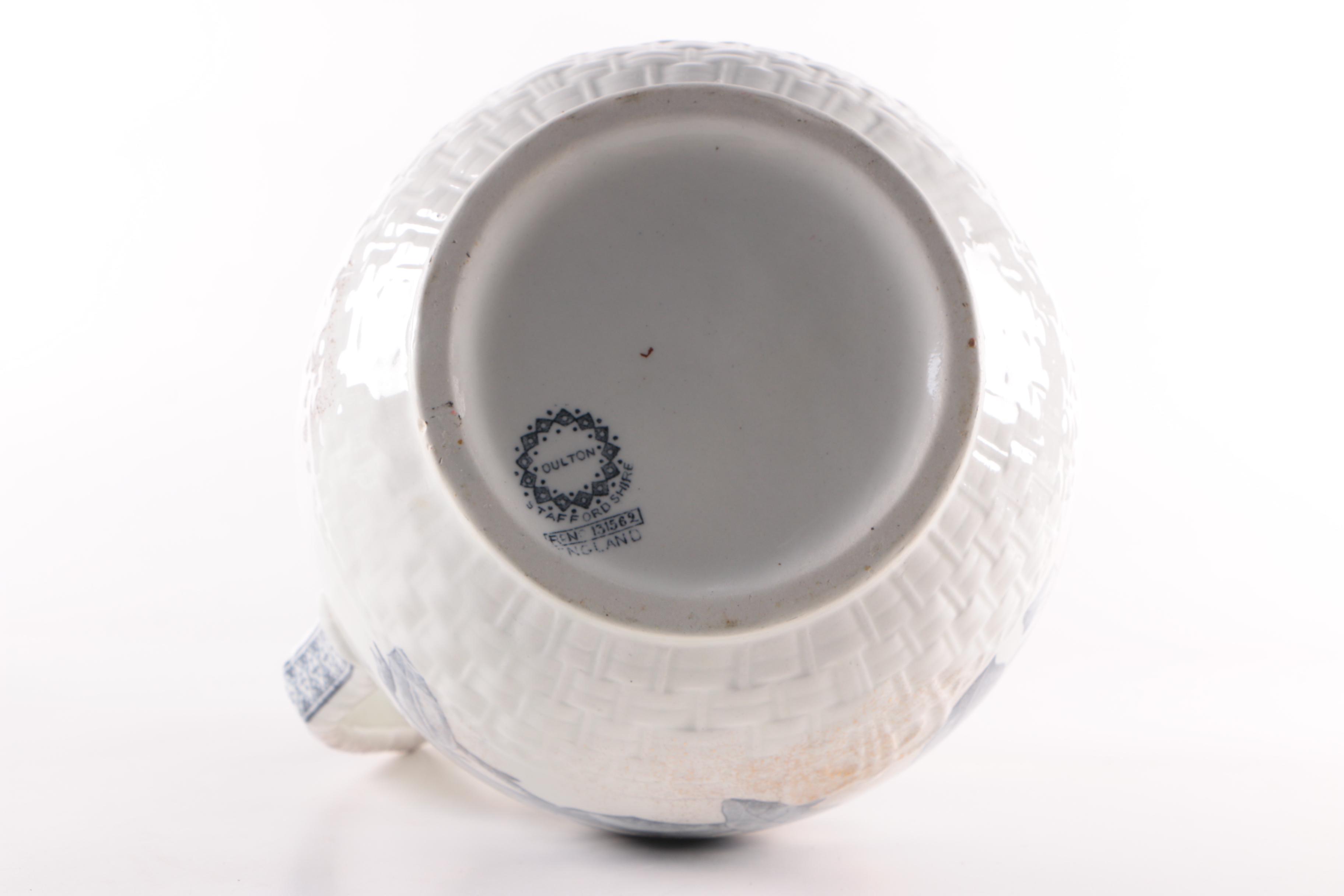 1889 Staffordshire "Dulton" Ironstone Pitcher and Wash Basin