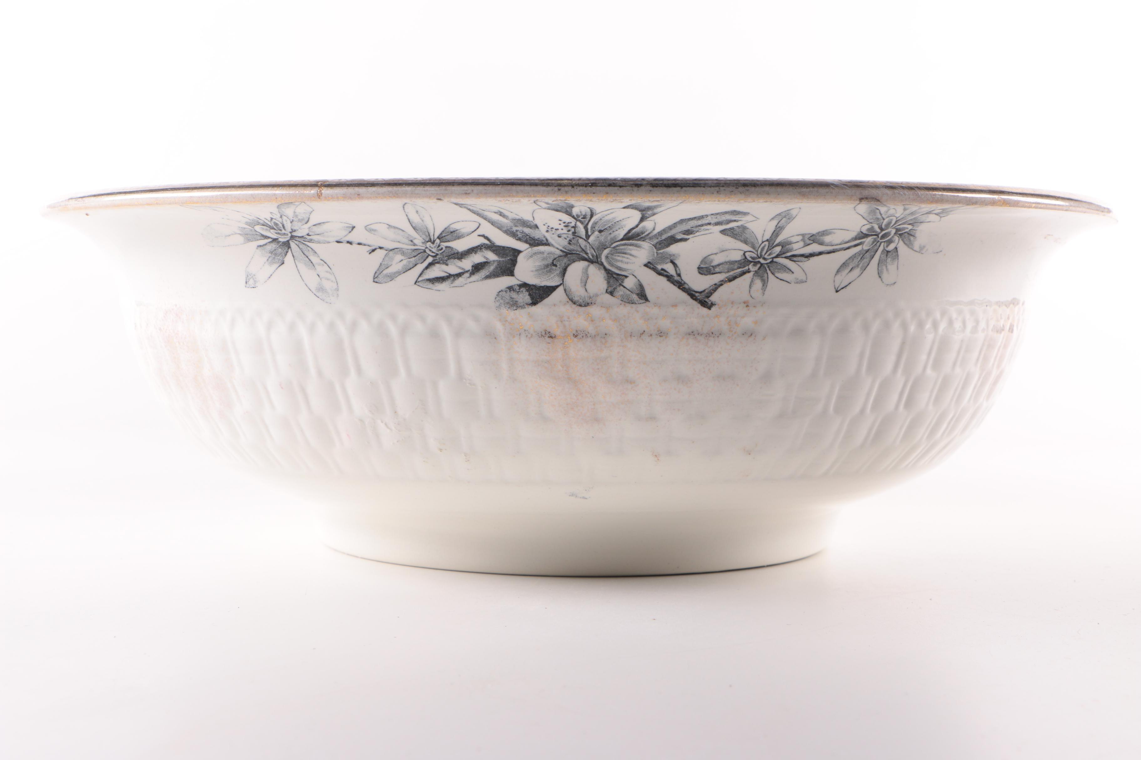 1889 Staffordshire "Dulton" Ironstone Pitcher and Wash Basin