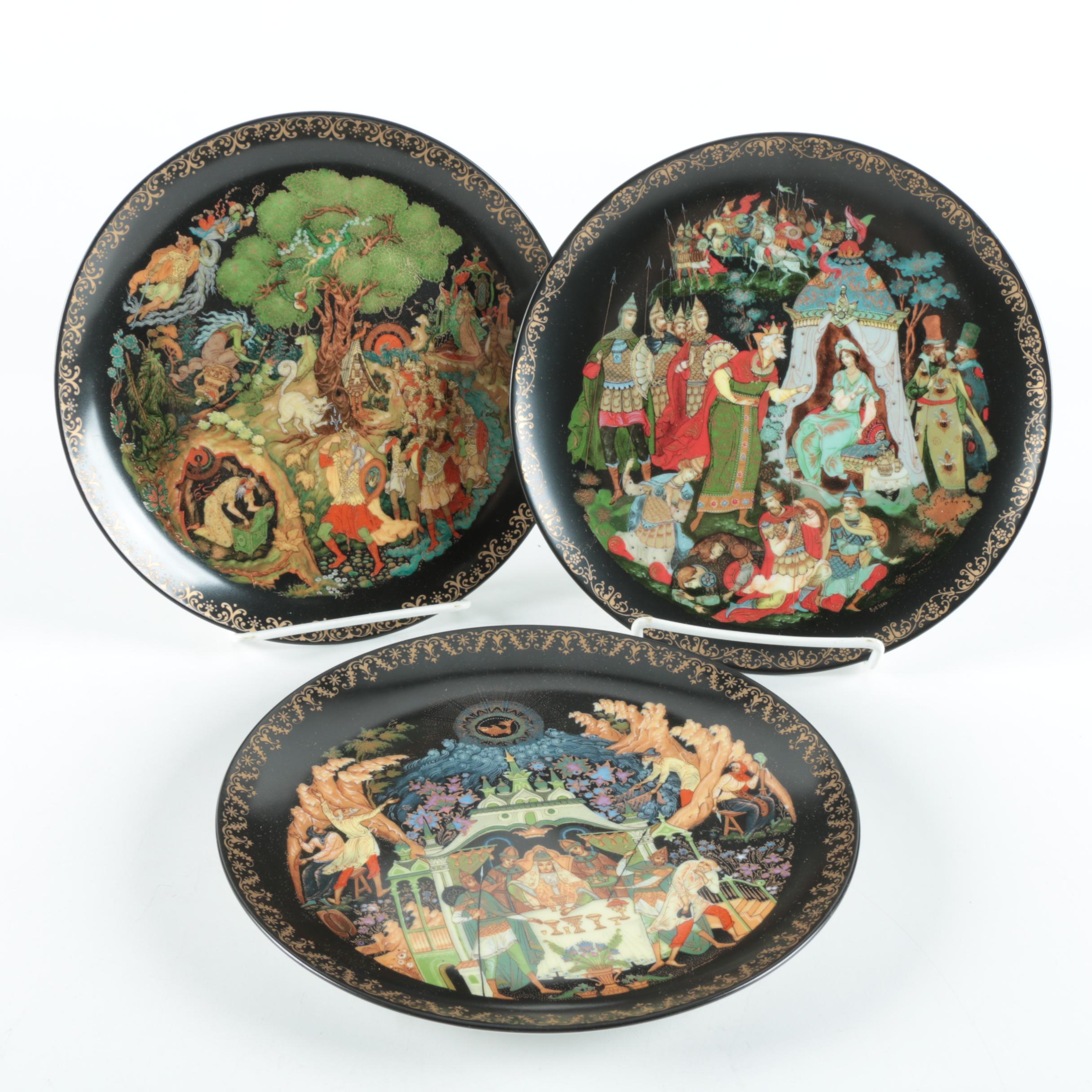 Vintage Tianex Russian Fairy Tale Collectible Porcelain Plates