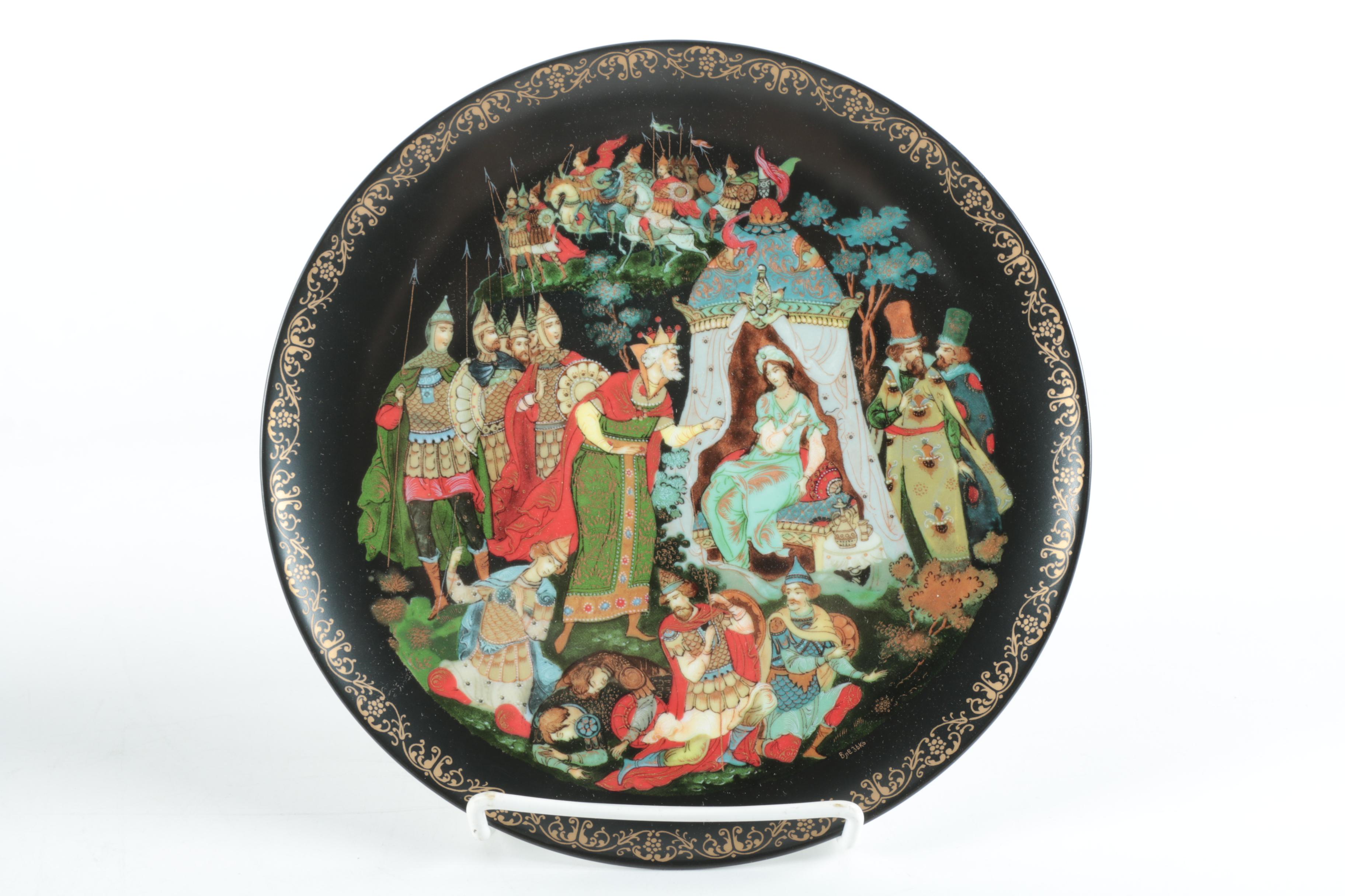 Vintage Tianex Russian Fairy Tale Collectible Porcelain Plates