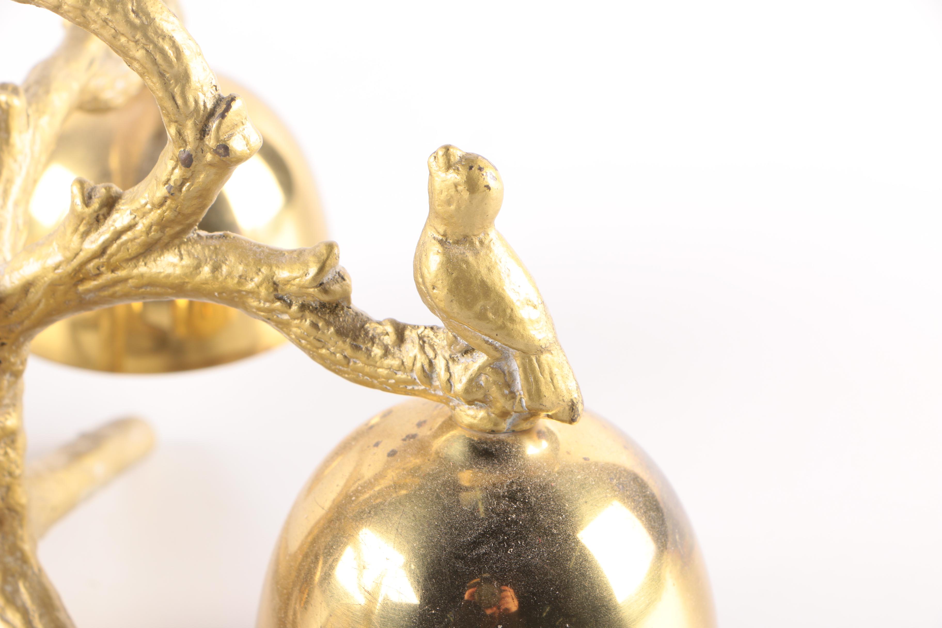 Brass Bird Themed Bells on Stand