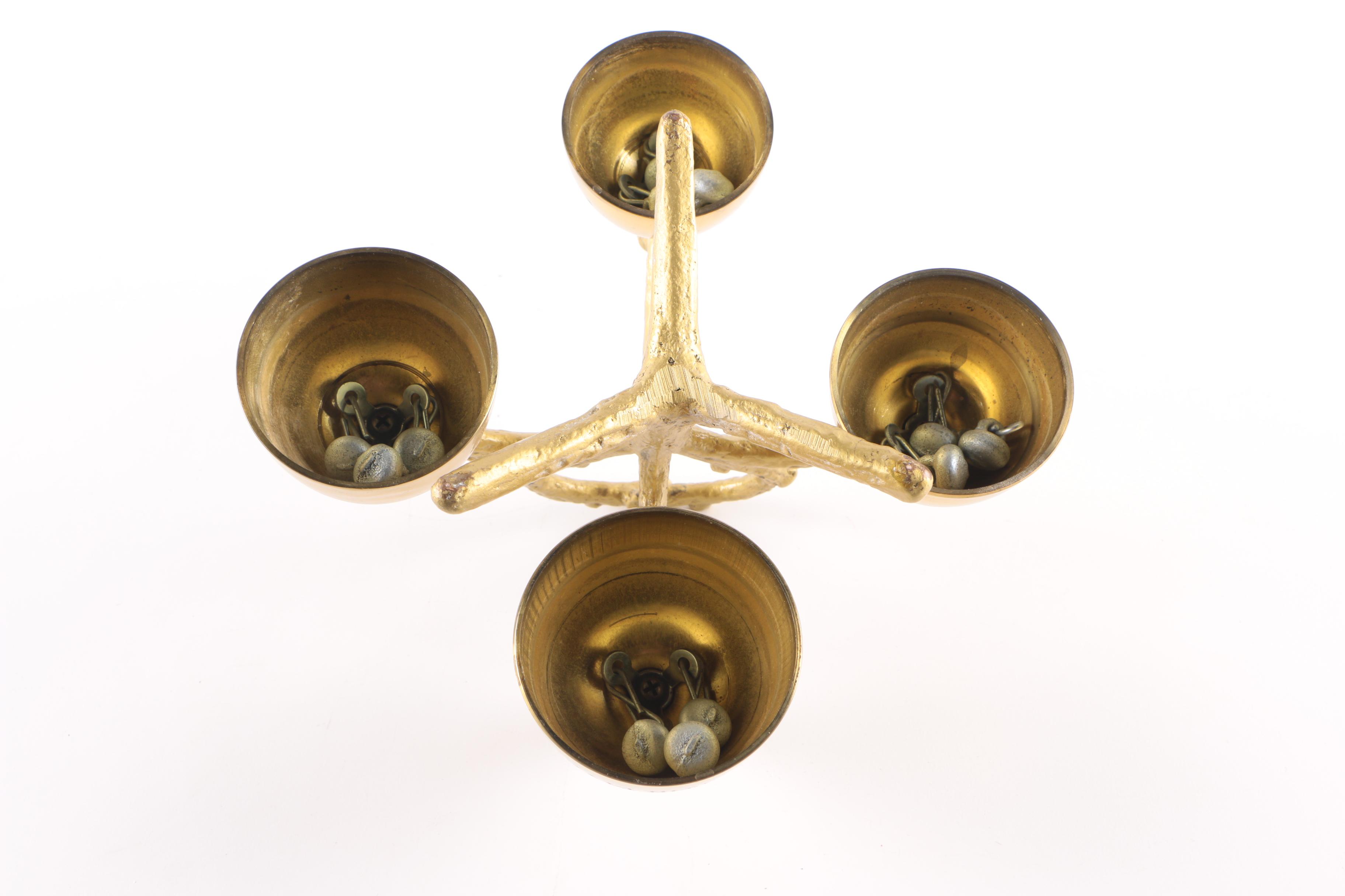 Brass Bird Themed Bells on Stand
