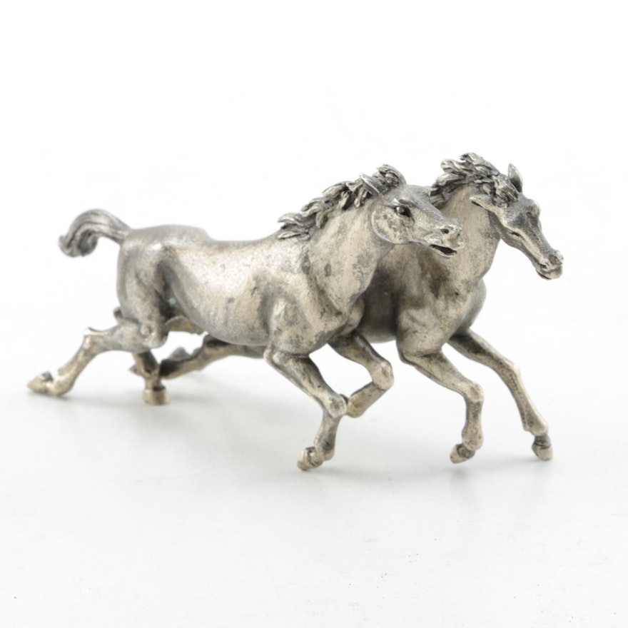Mario Buccellati Italian 800 Silver Galloping Horses Figurines