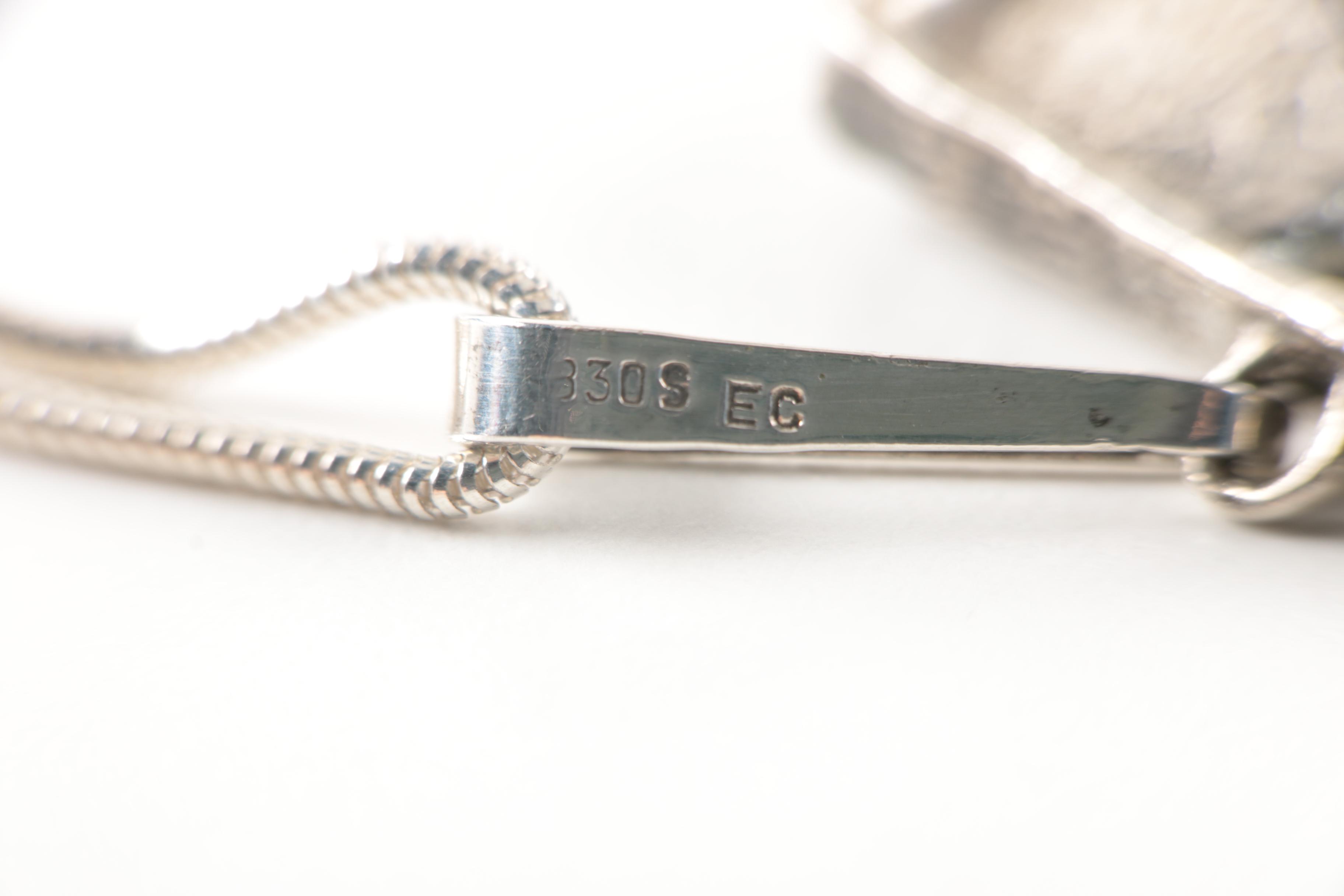 Eric Christophersen Modernist 830 Silver Rhodocrosite Pendant Necklace