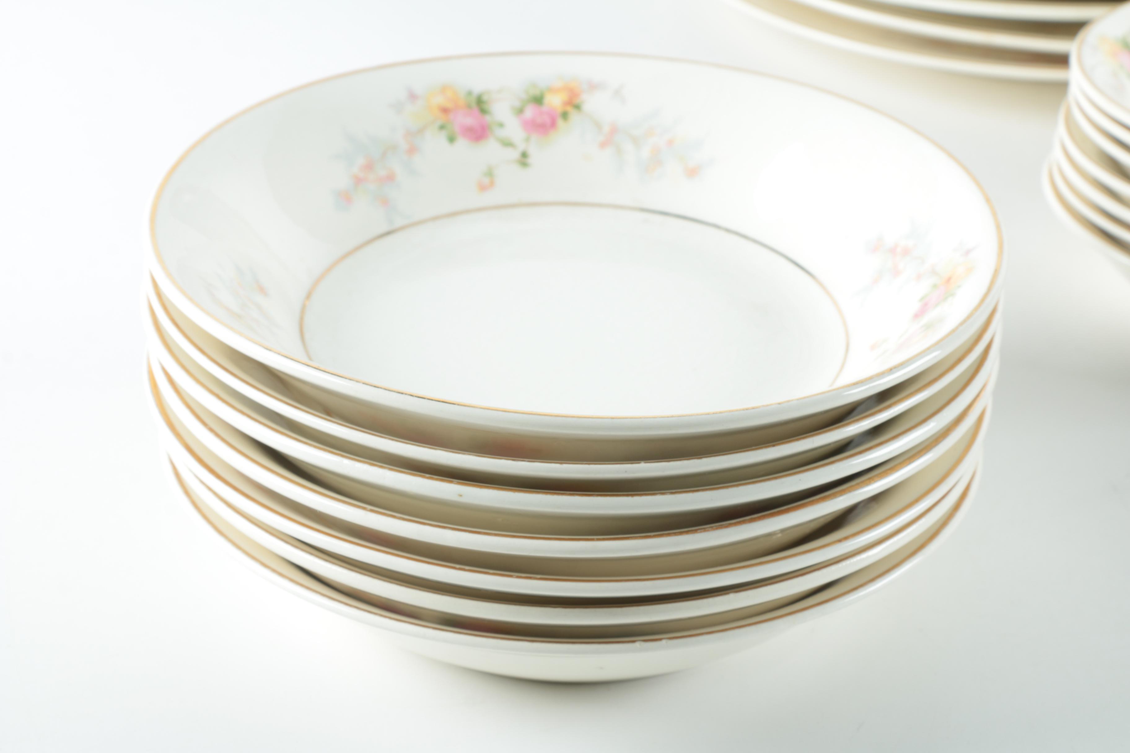 Vintage Harker Pottery "Sweetheart Rose" 22K Gold Dinnerware 1940s