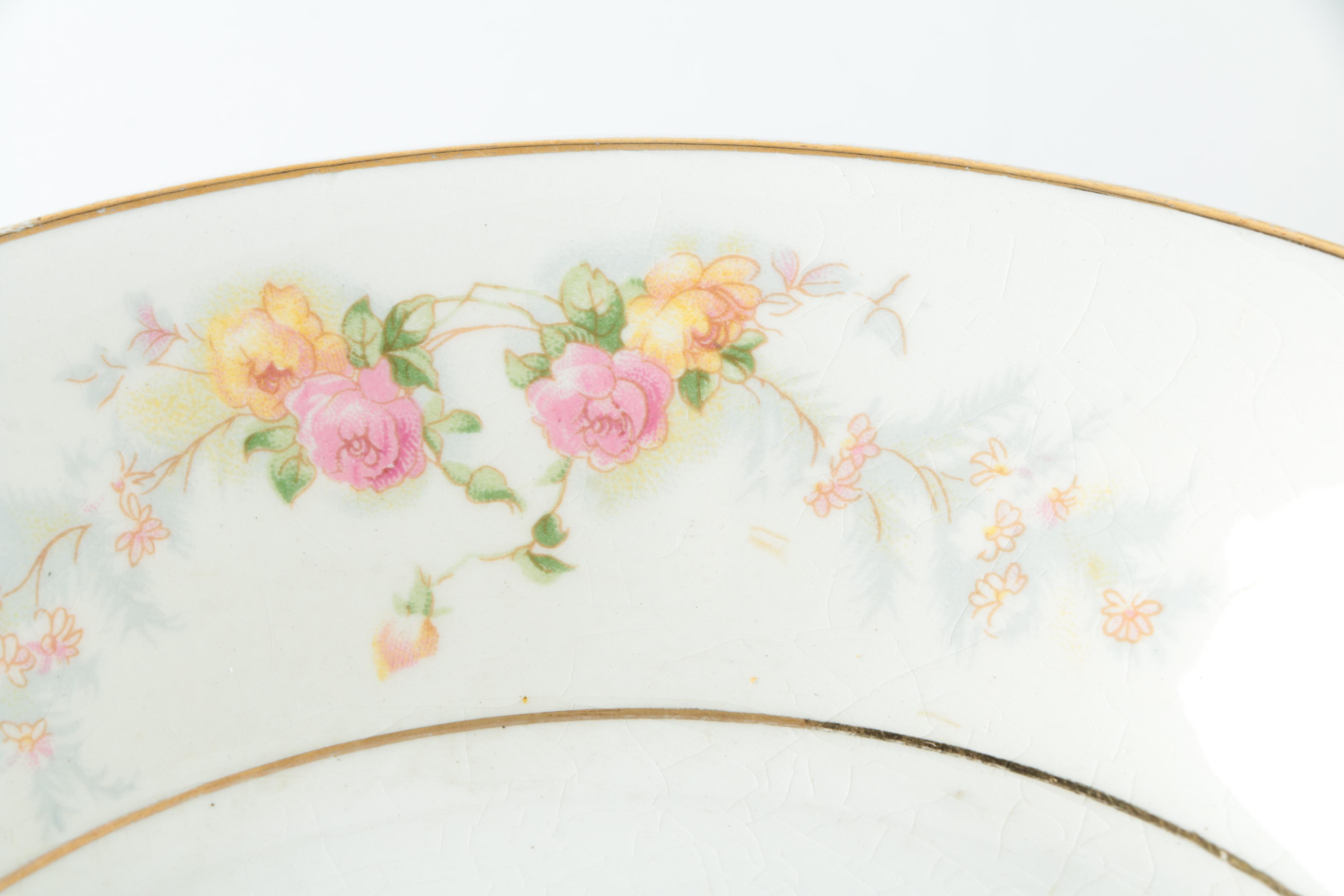 Vintage Harker Pottery "Sweetheart Rose" 22K Gold Dinnerware 1940s