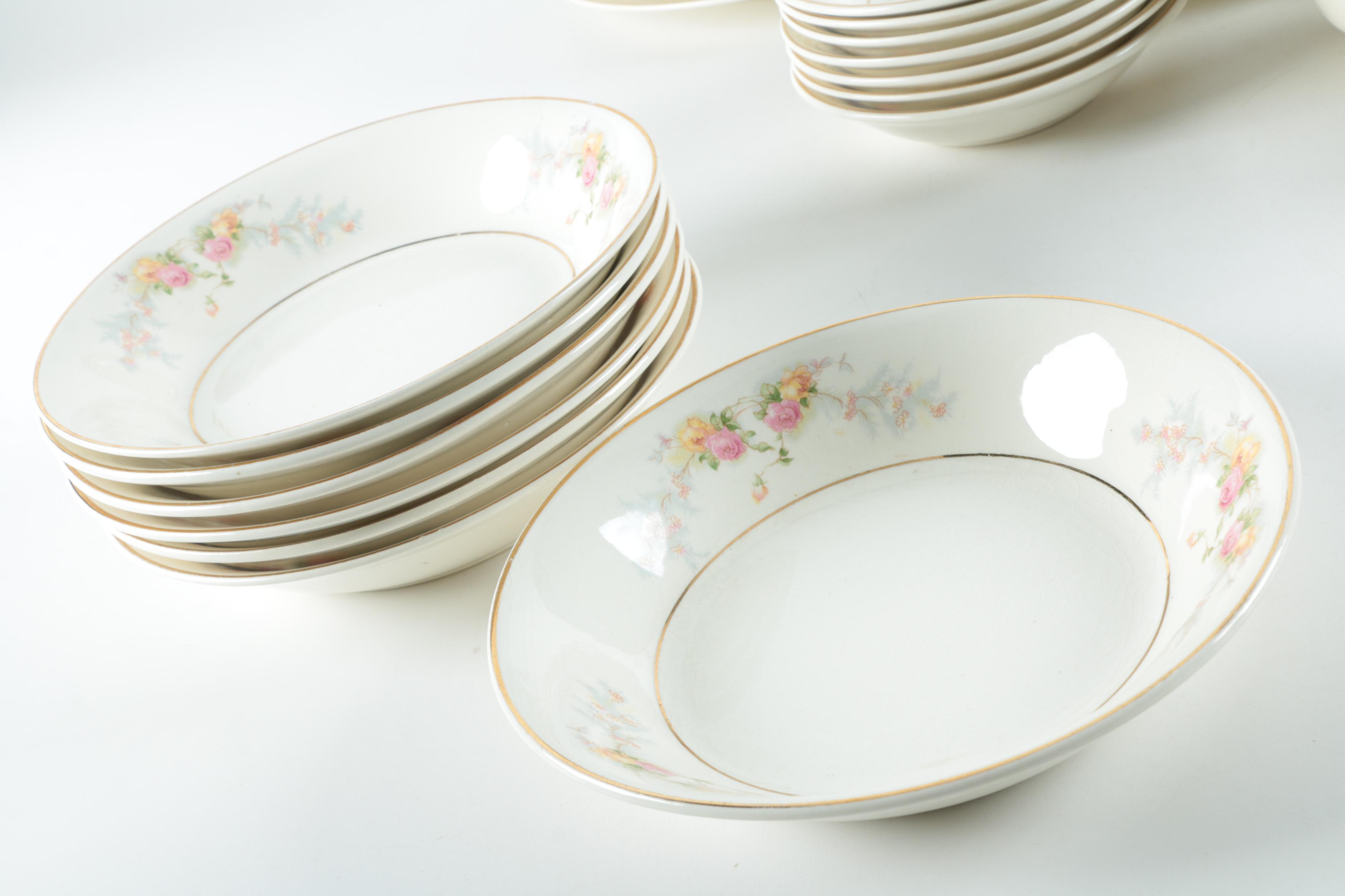 Vintage Harker Pottery "Sweetheart Rose" 22K Gold Dinnerware 1940s