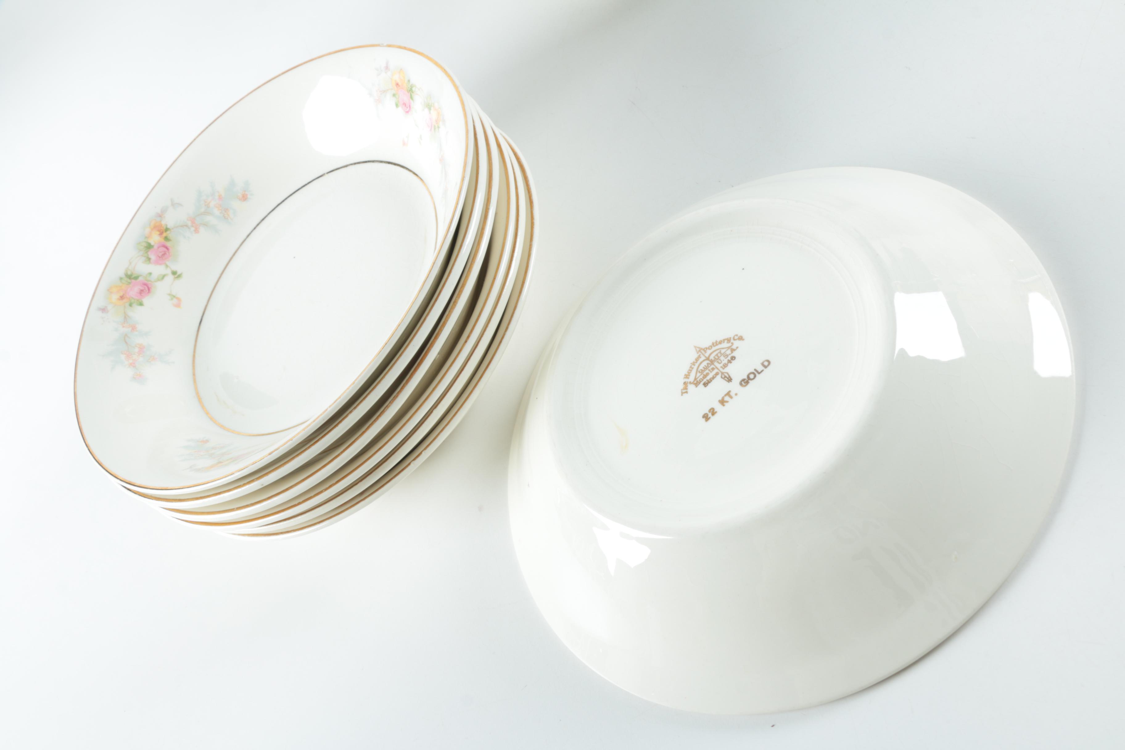 Vintage Harker Pottery "Sweetheart Rose" 22K Gold Dinnerware 1940s