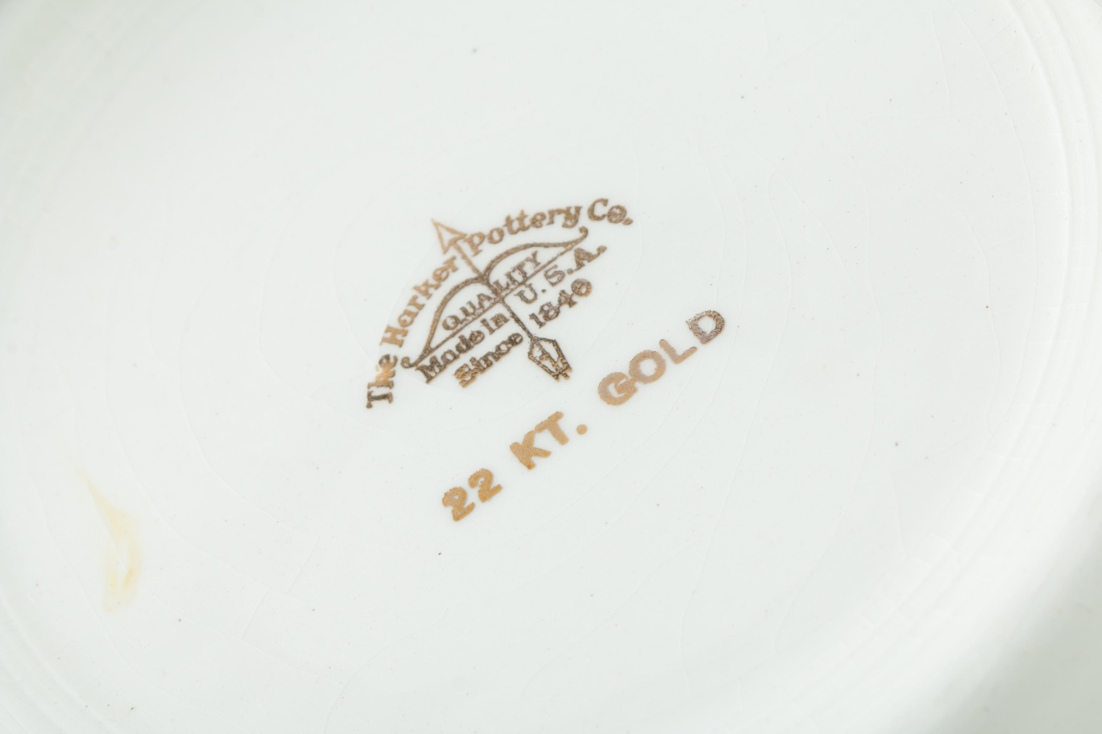 Vintage Harker Pottery "Sweetheart Rose" 22K Gold Dinnerware 1940s