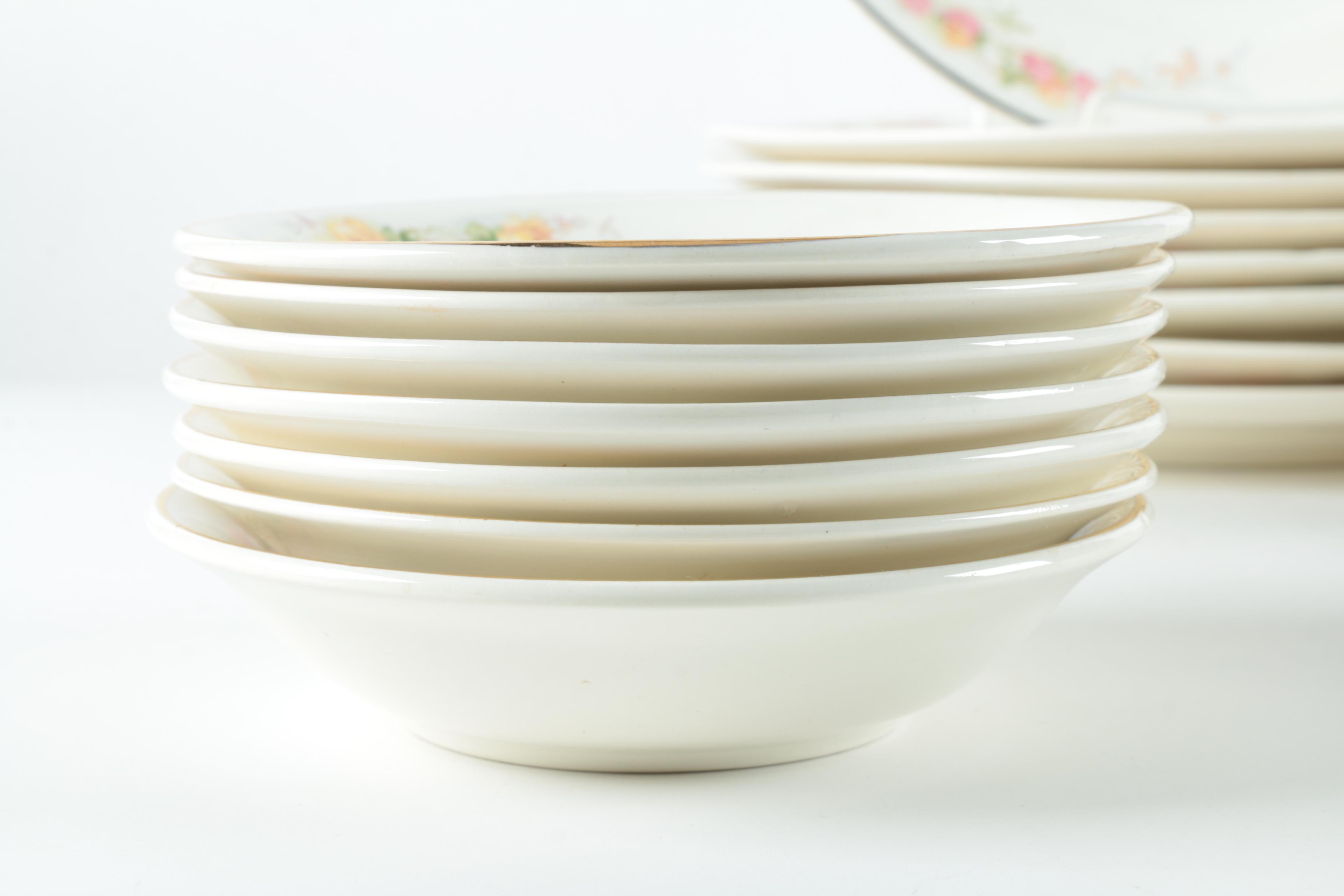 Vintage Harker Pottery "Sweetheart Rose" 22K Gold Dinnerware 1940s