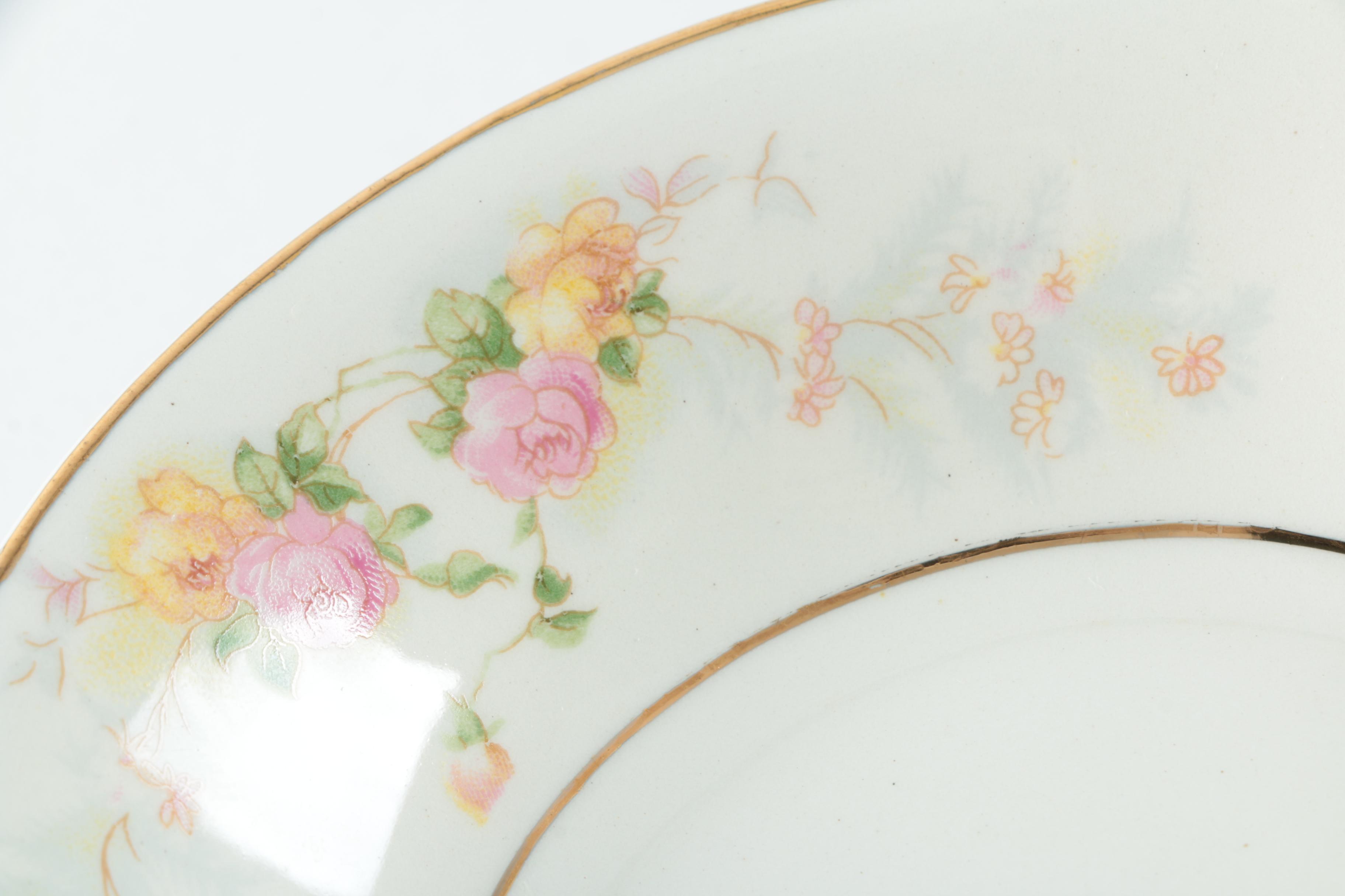 Vintage Harker Pottery "Sweetheart Rose" 22K Gold Dinnerware 1940s