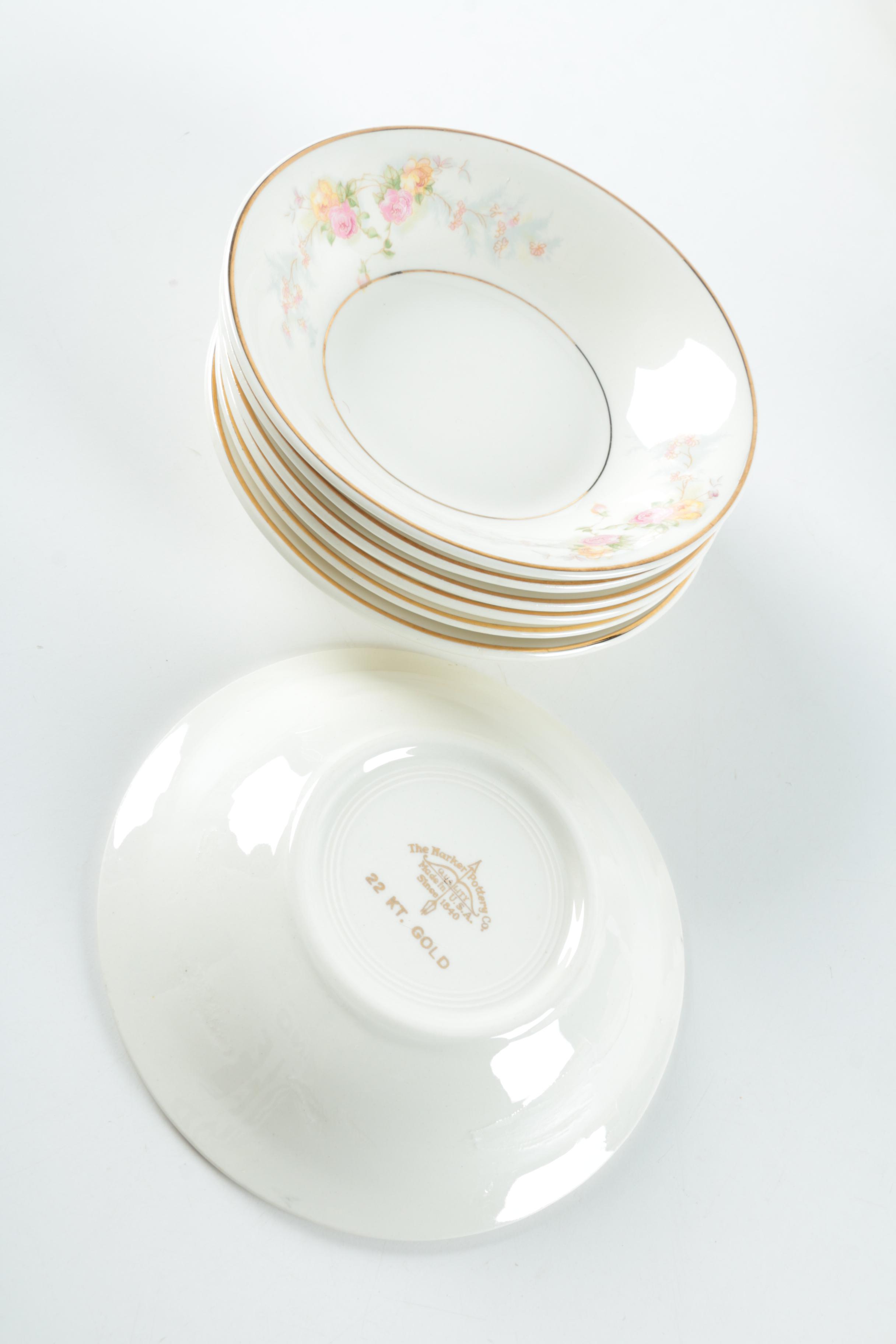 Vintage Harker Pottery "Sweetheart Rose" 22K Gold Dinnerware 1940s