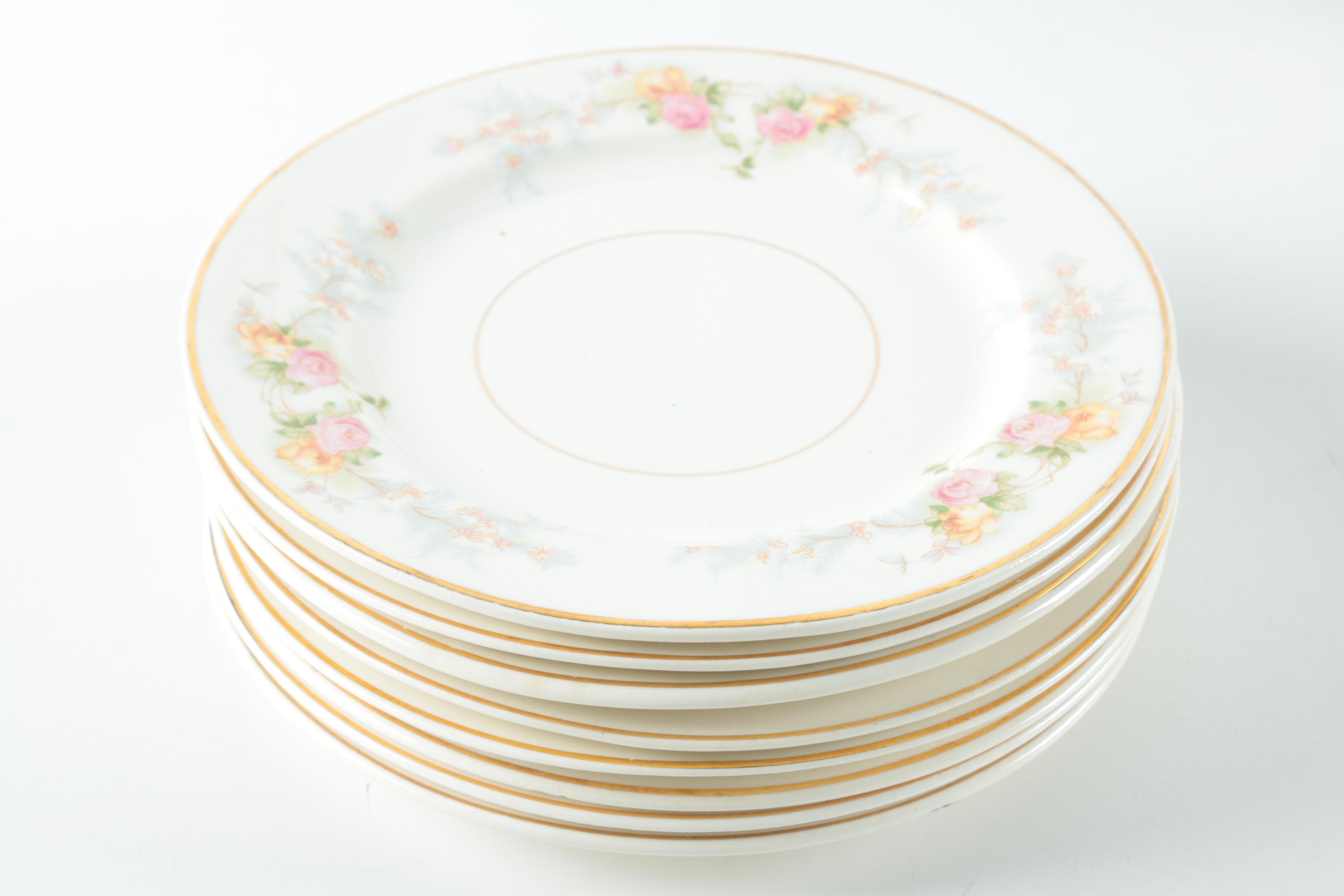 Vintage Harker Pottery "Sweetheart Rose" 22K Gold Dinnerware 1940s