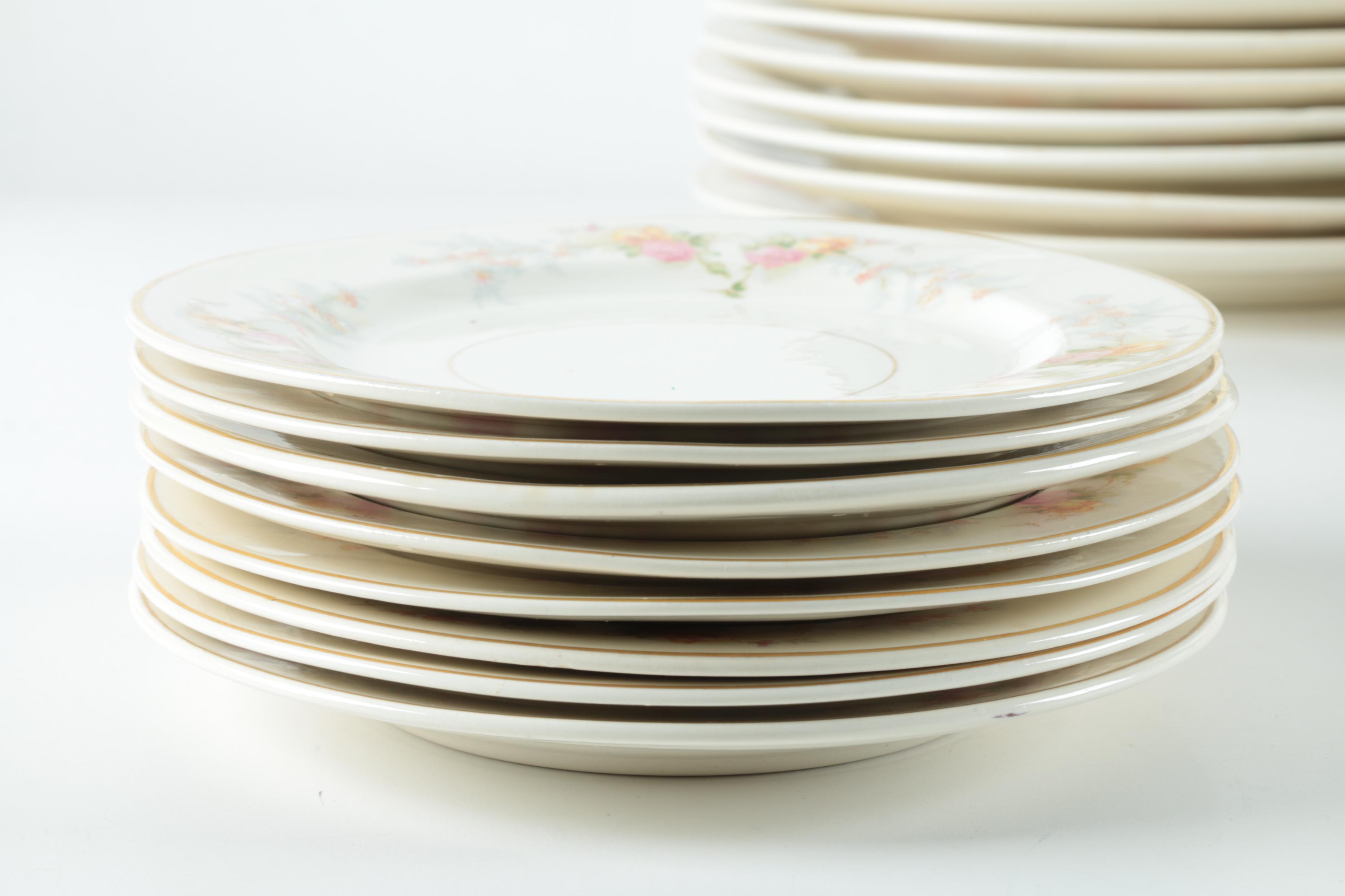 Vintage Harker Pottery "Sweetheart Rose" 22K Gold Dinnerware 1940s