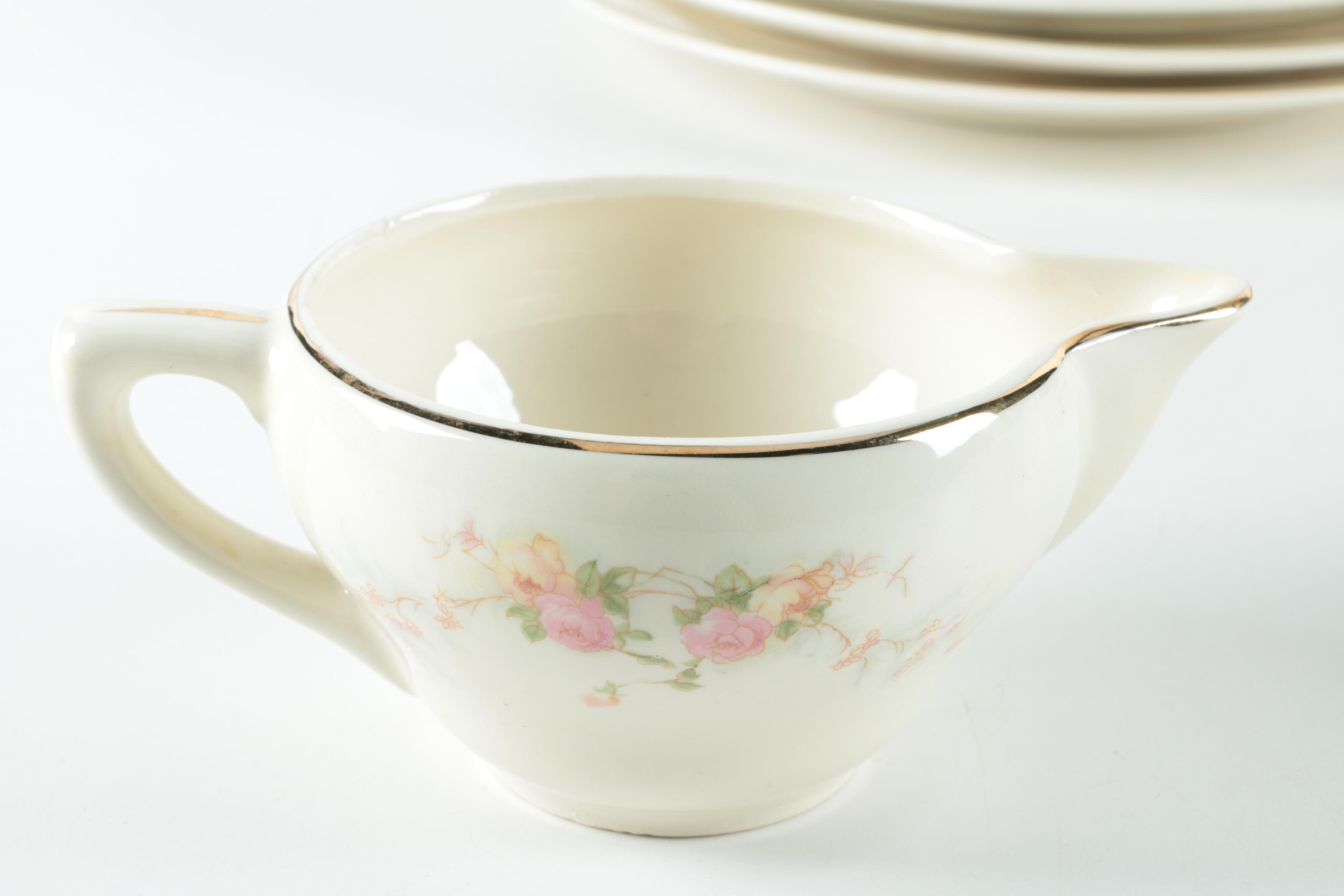 Vintage Harker Pottery "Sweetheart Rose" 22K Gold Dinnerware 1940s