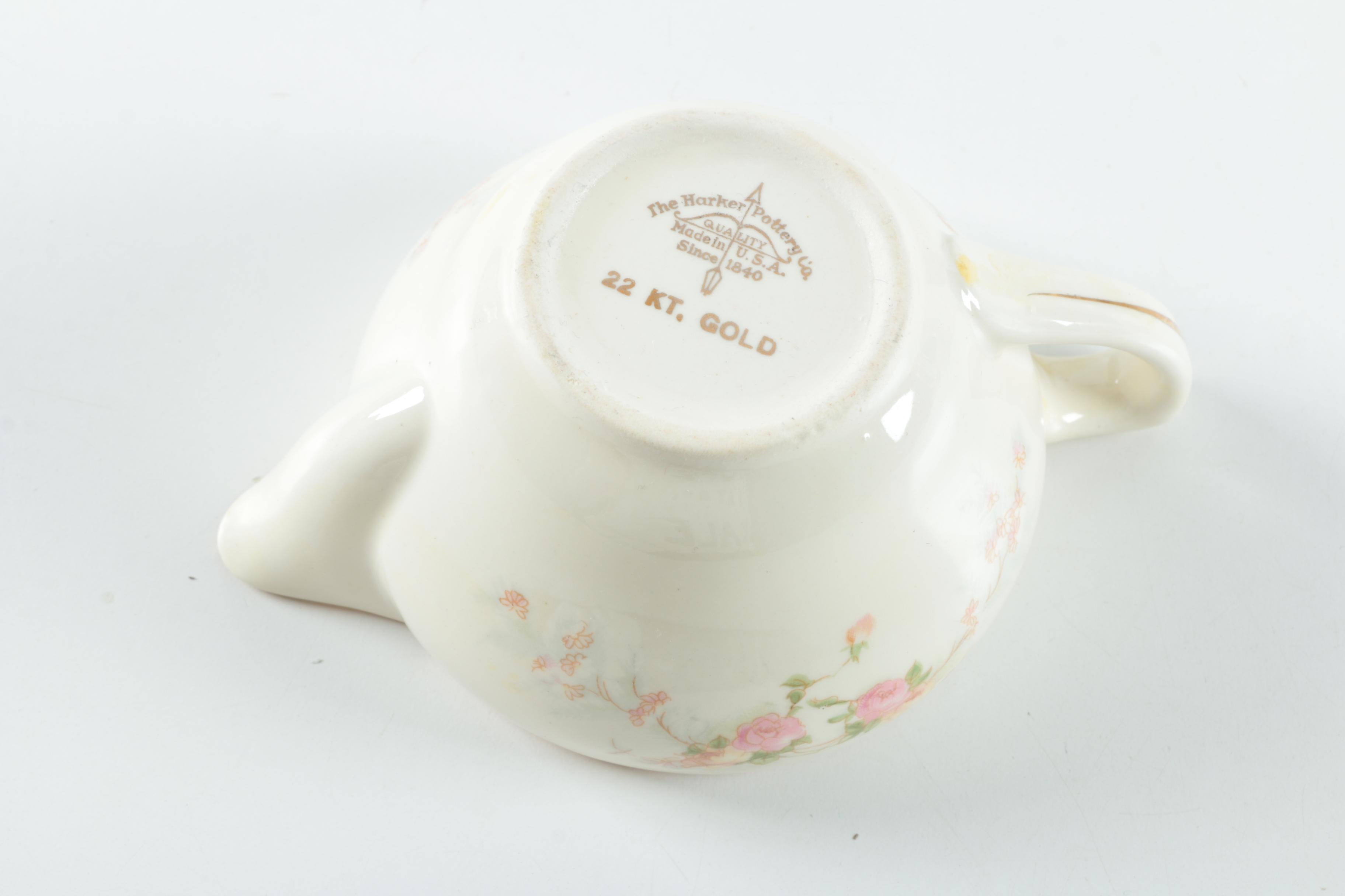 Vintage Harker Pottery "Sweetheart Rose" 22K Gold Dinnerware 1940s