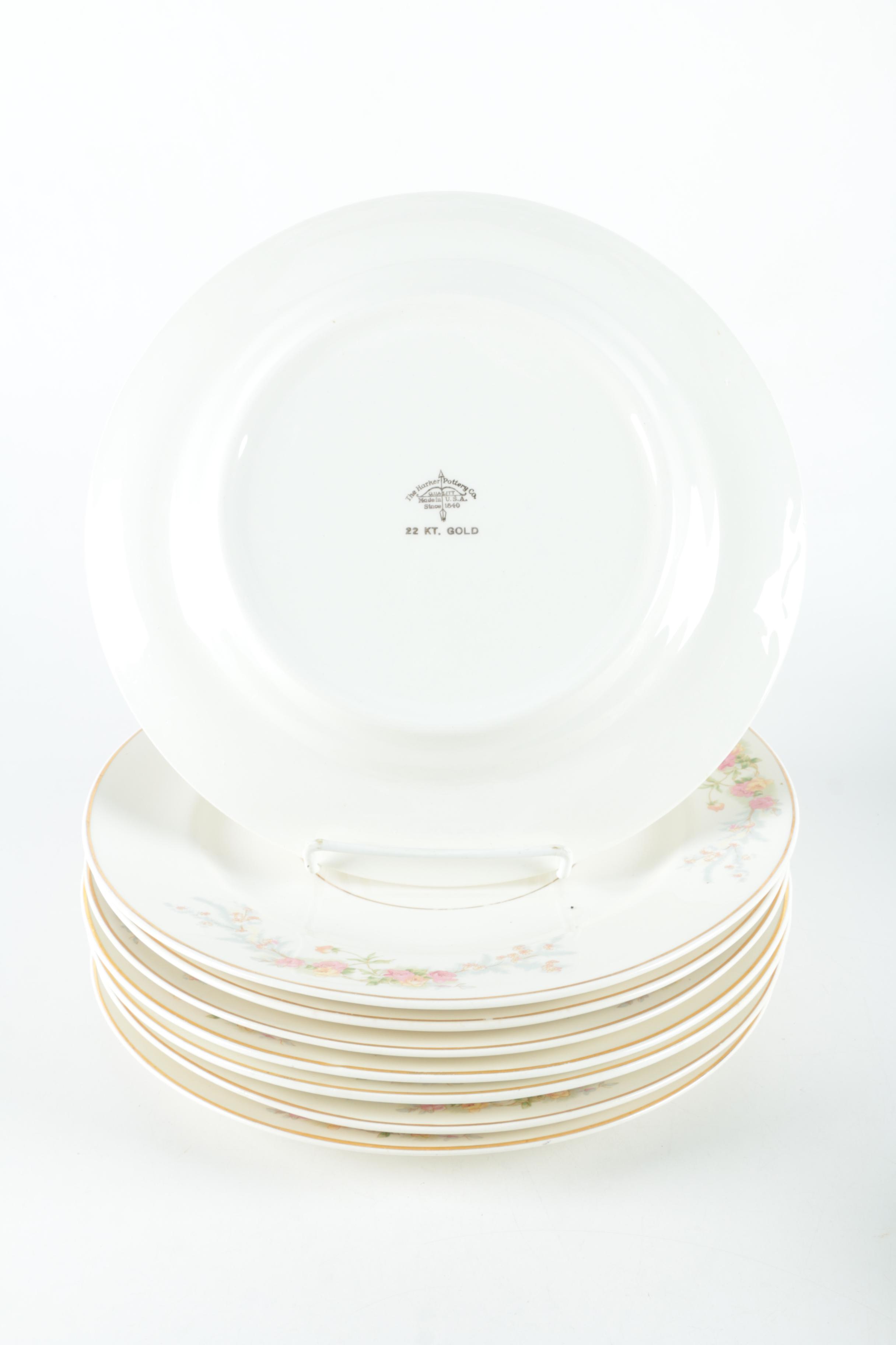 Vintage Harker Pottery "Sweetheart Rose" 22K Gold Dinnerware 1940s