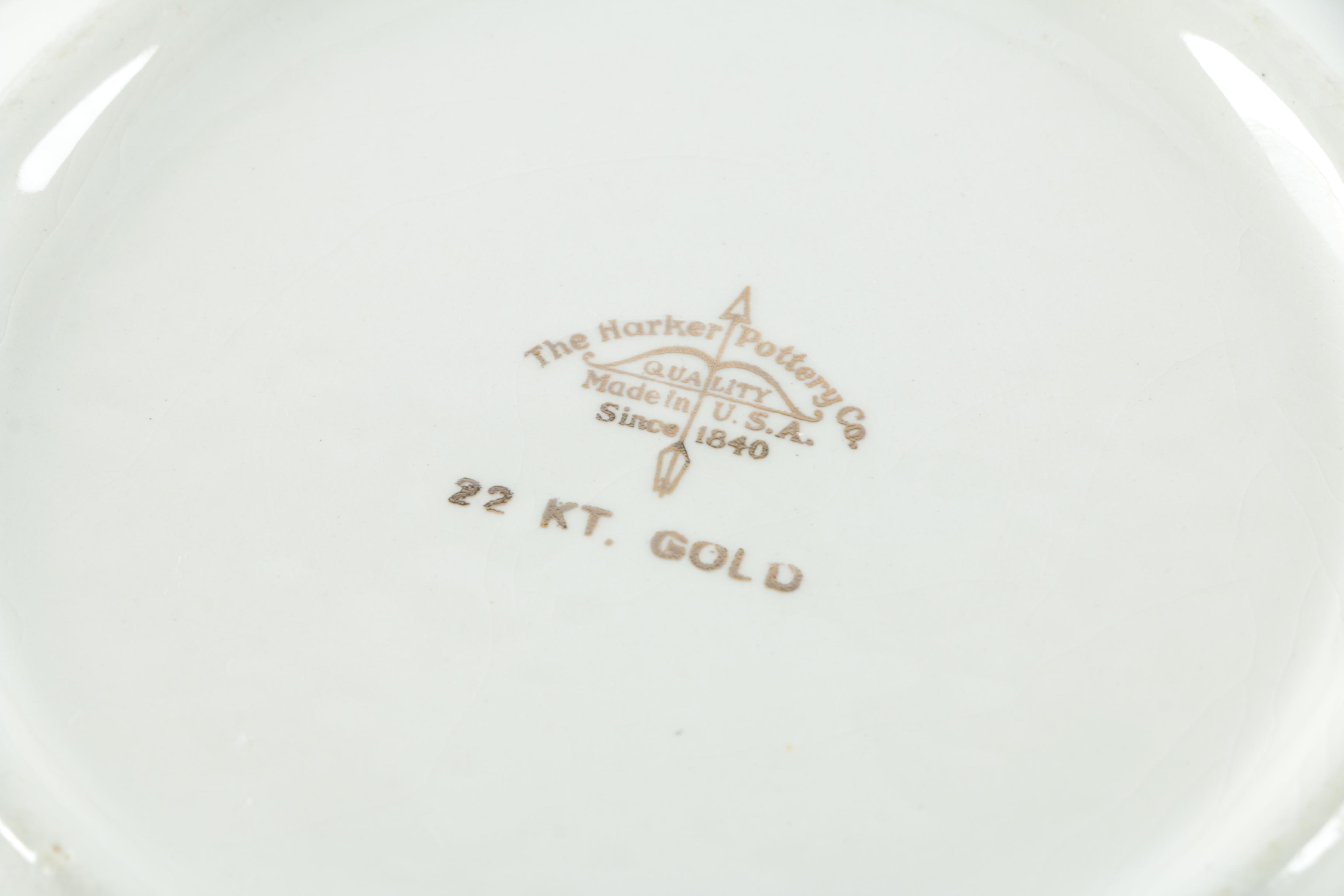 Vintage Harker Pottery "Sweetheart Rose" 22K Gold Dinnerware 1940s