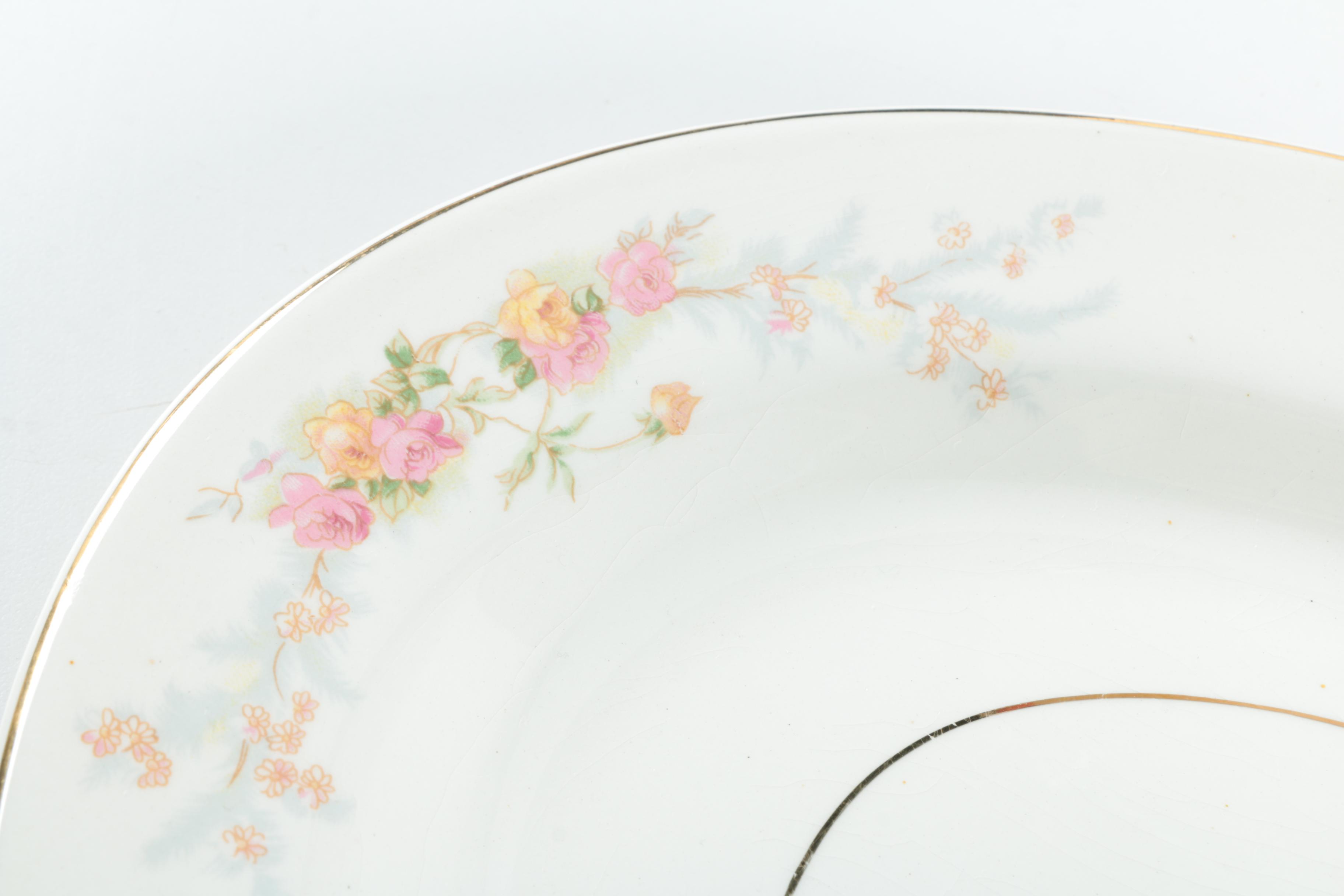 Vintage Harker Pottery "Sweetheart Rose" 22K Gold Dinnerware 1940s