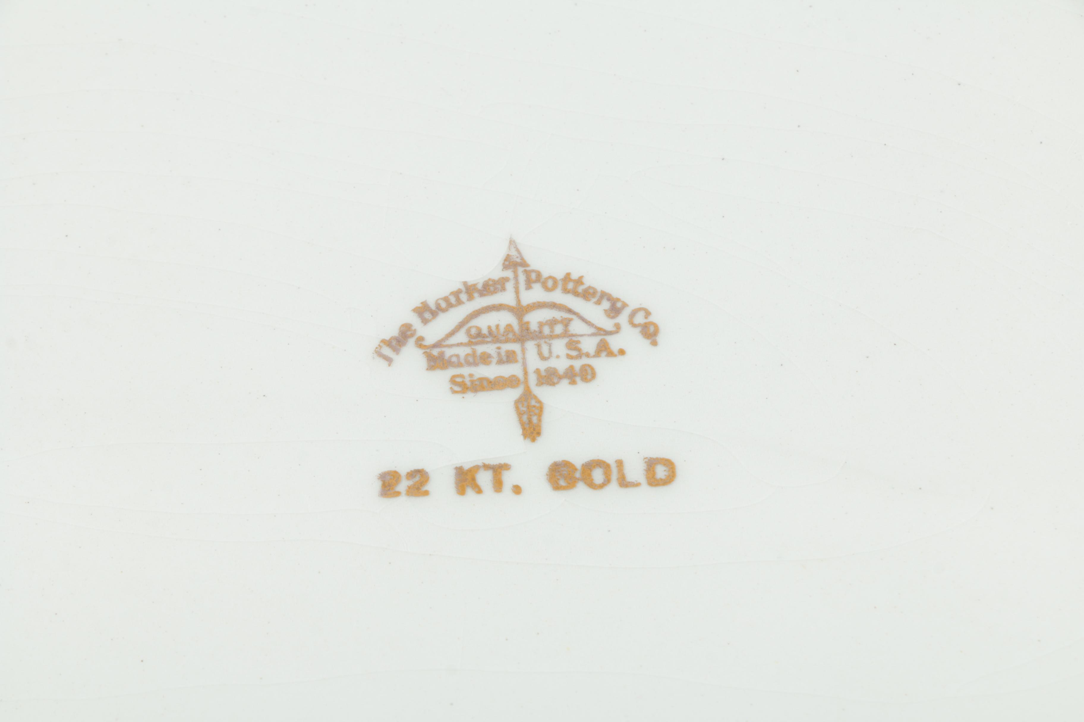 Vintage Harker Pottery "Sweetheart Rose" 22K Gold Dinnerware 1940s