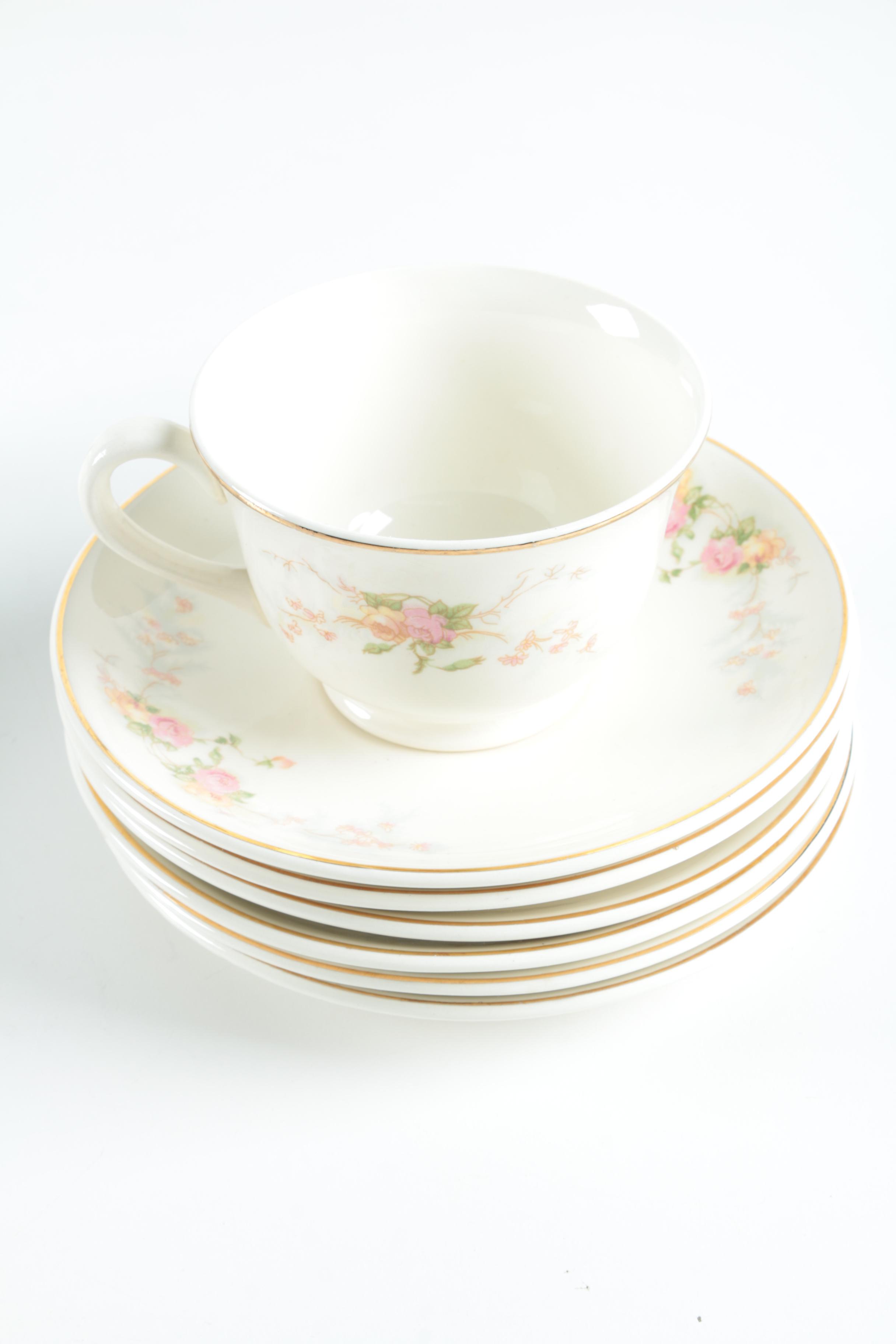 Vintage Harker Pottery "Sweetheart Rose" 22K Gold Dinnerware 1940s