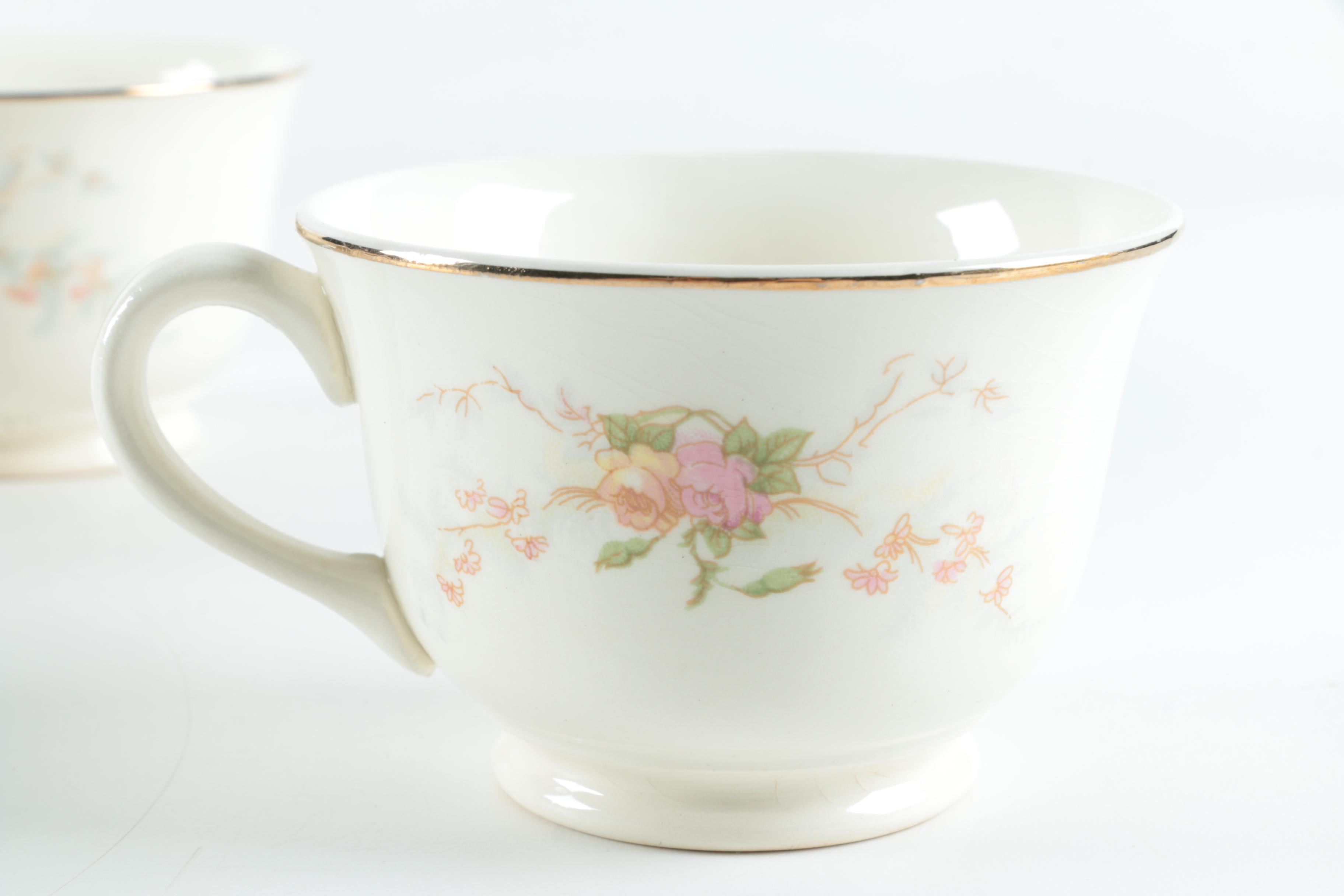 Vintage Harker Pottery "Sweetheart Rose" 22K Gold Dinnerware 1940s