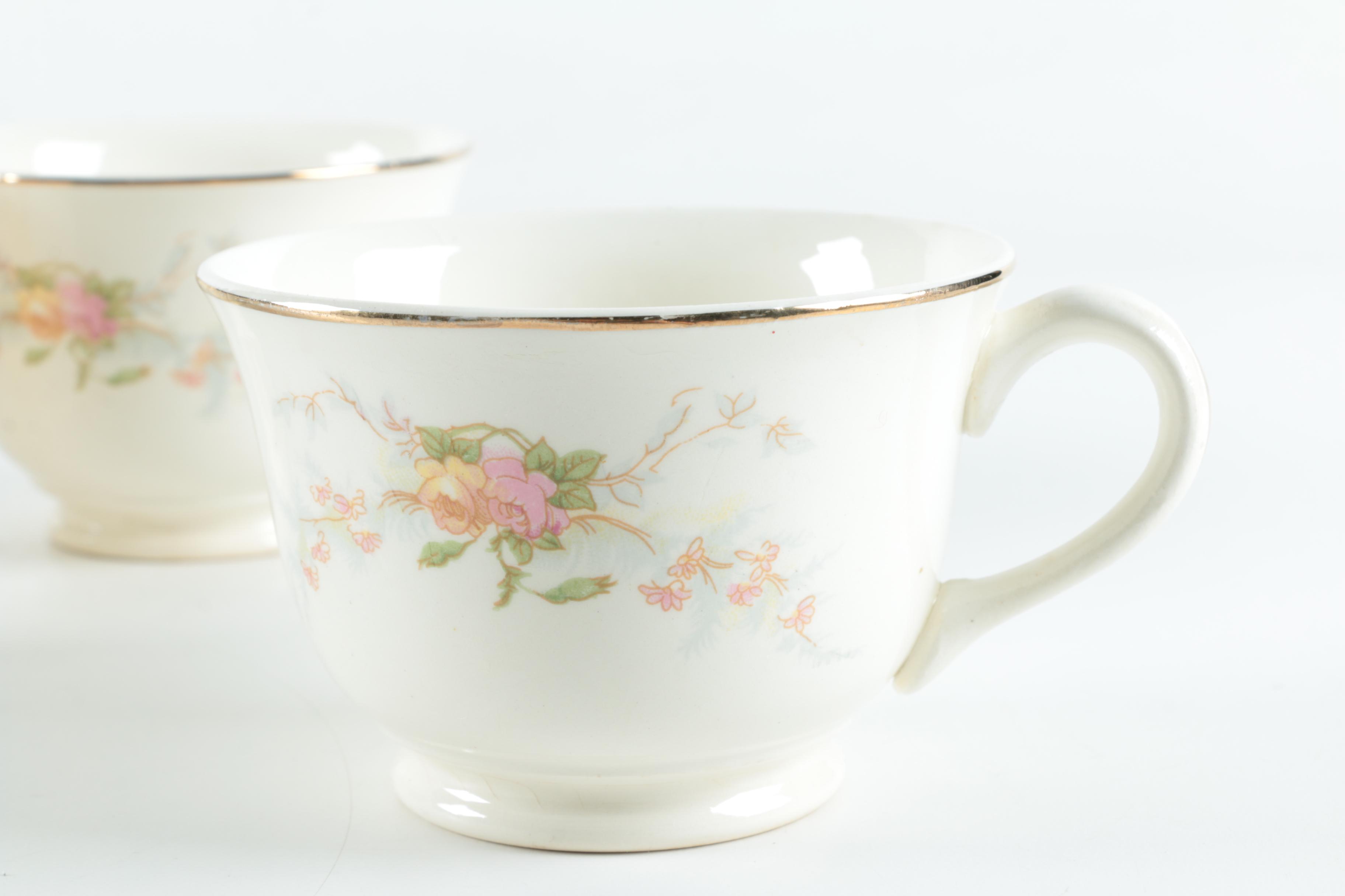 Vintage Harker Pottery "Sweetheart Rose" 22K Gold Dinnerware 1940s