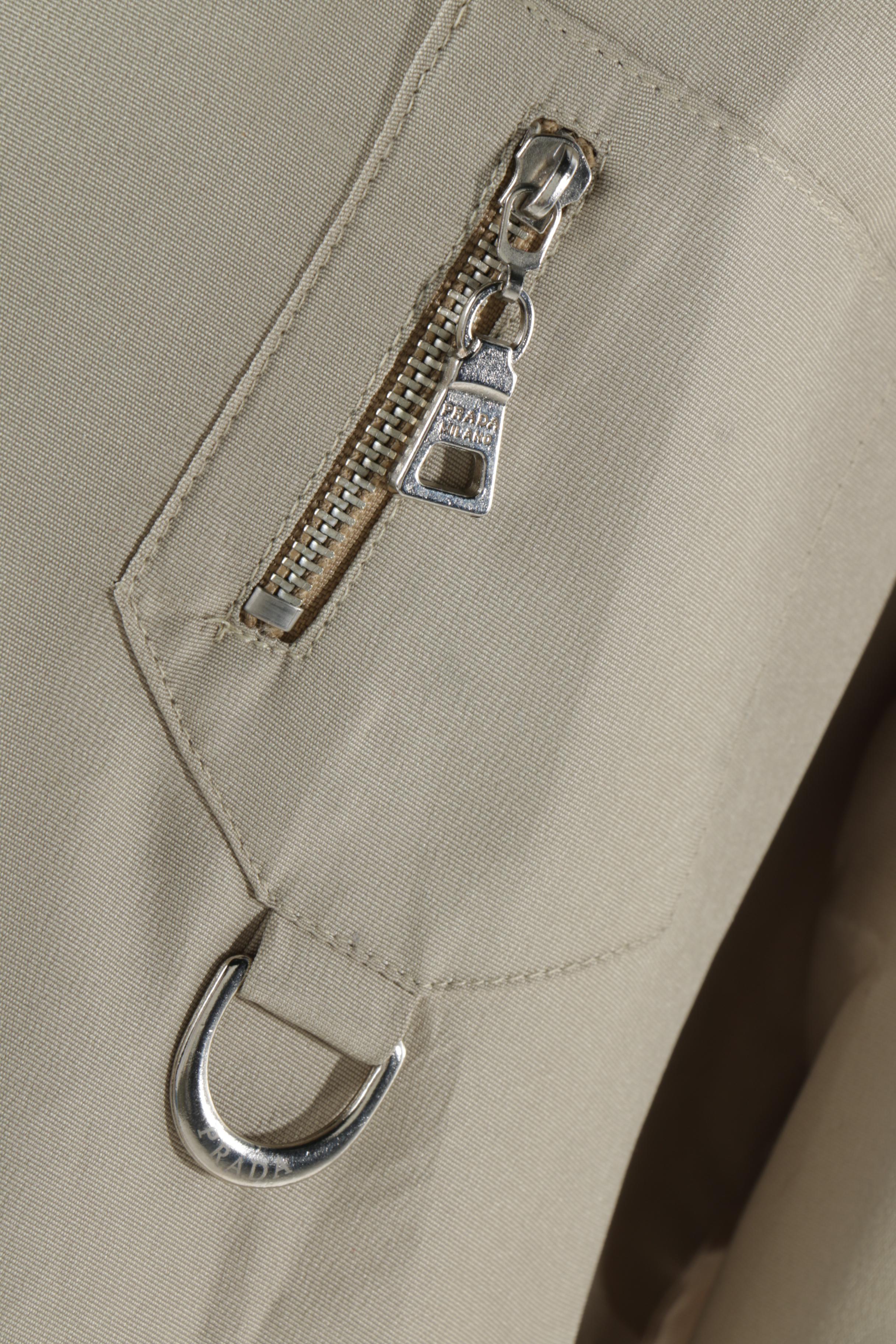 Women's Prada Khaki Jersey Teflon Sport Jacket