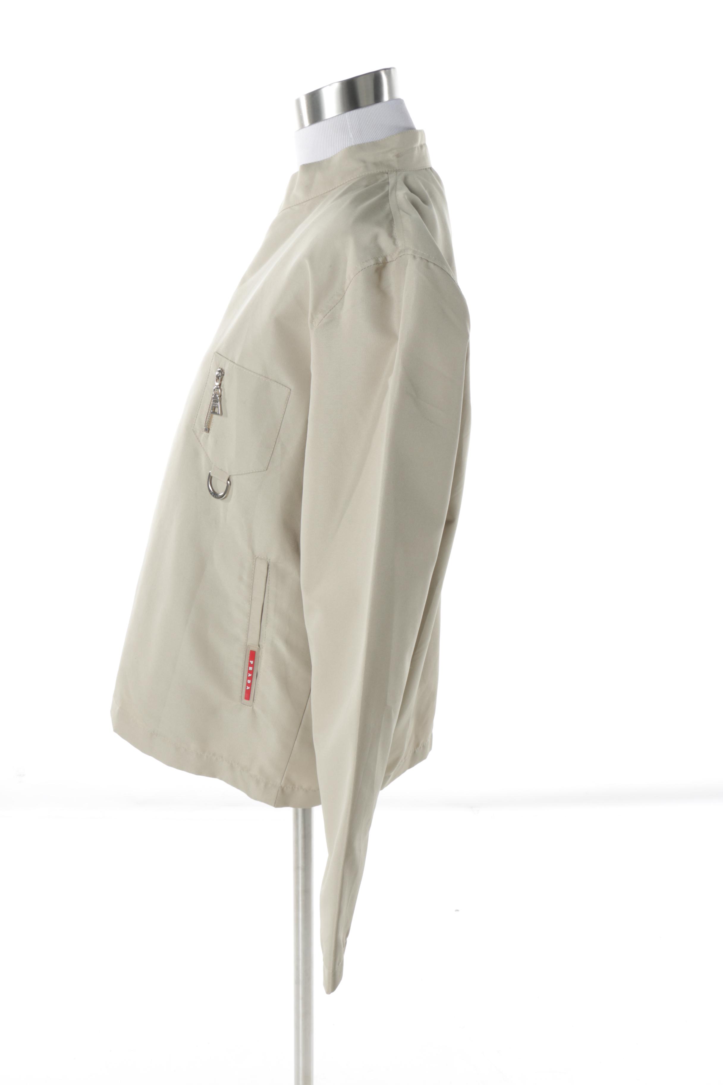 Women's Prada Khaki Jersey Teflon Sport Jacket