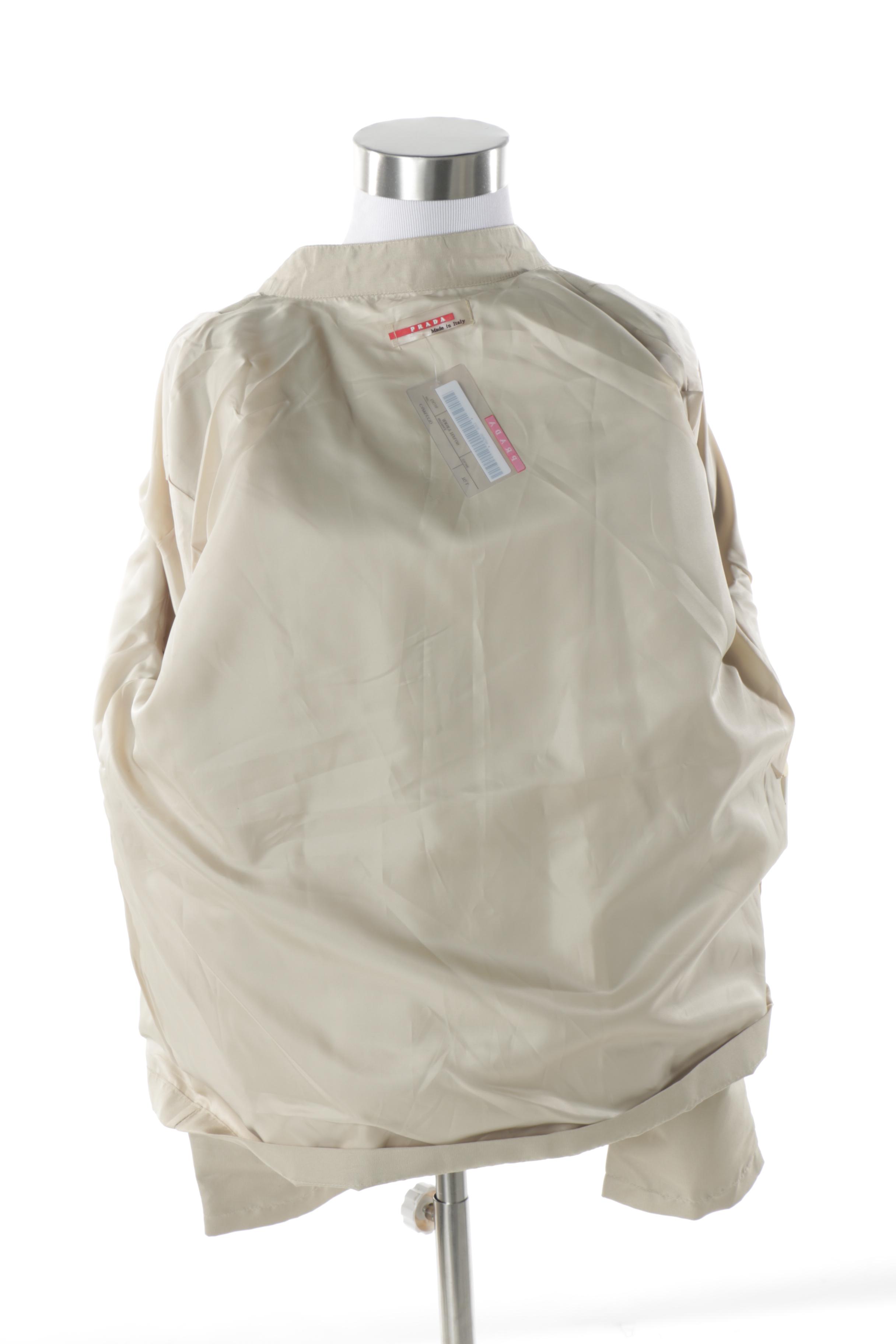 Women's Prada Khaki Jersey Teflon Sport Jacket