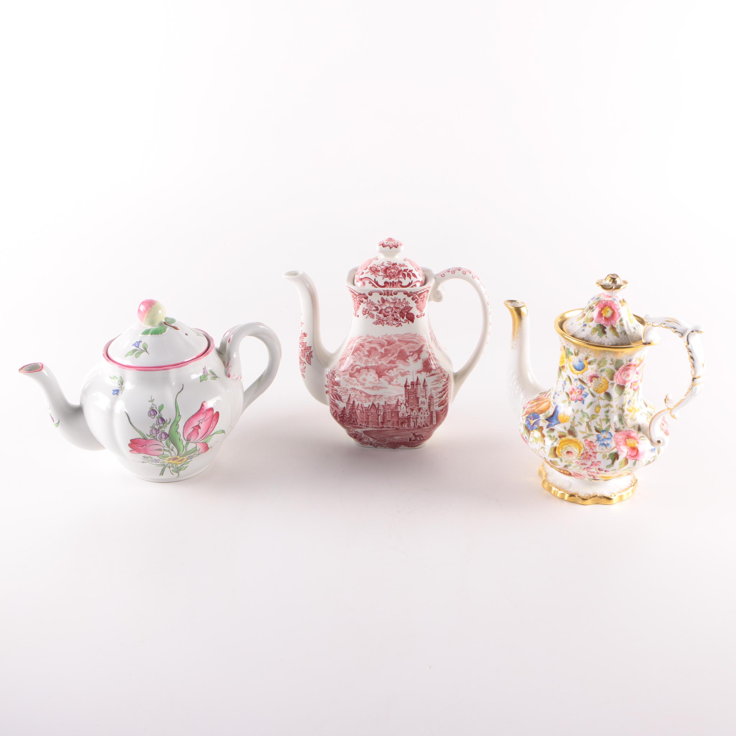 Vintage Teapots Including Spode, Wedgwood and Hammersley