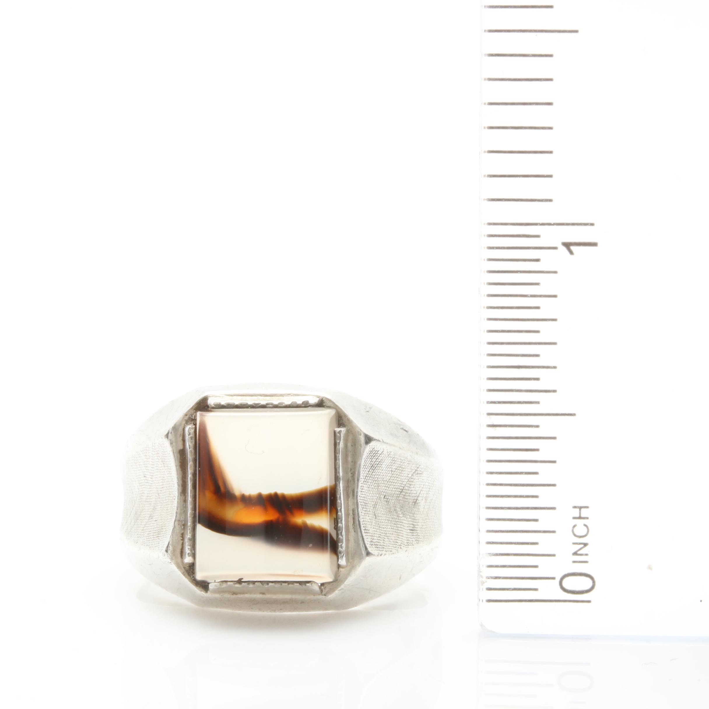 Clark & Coombs Sterling Silver Agate Ring