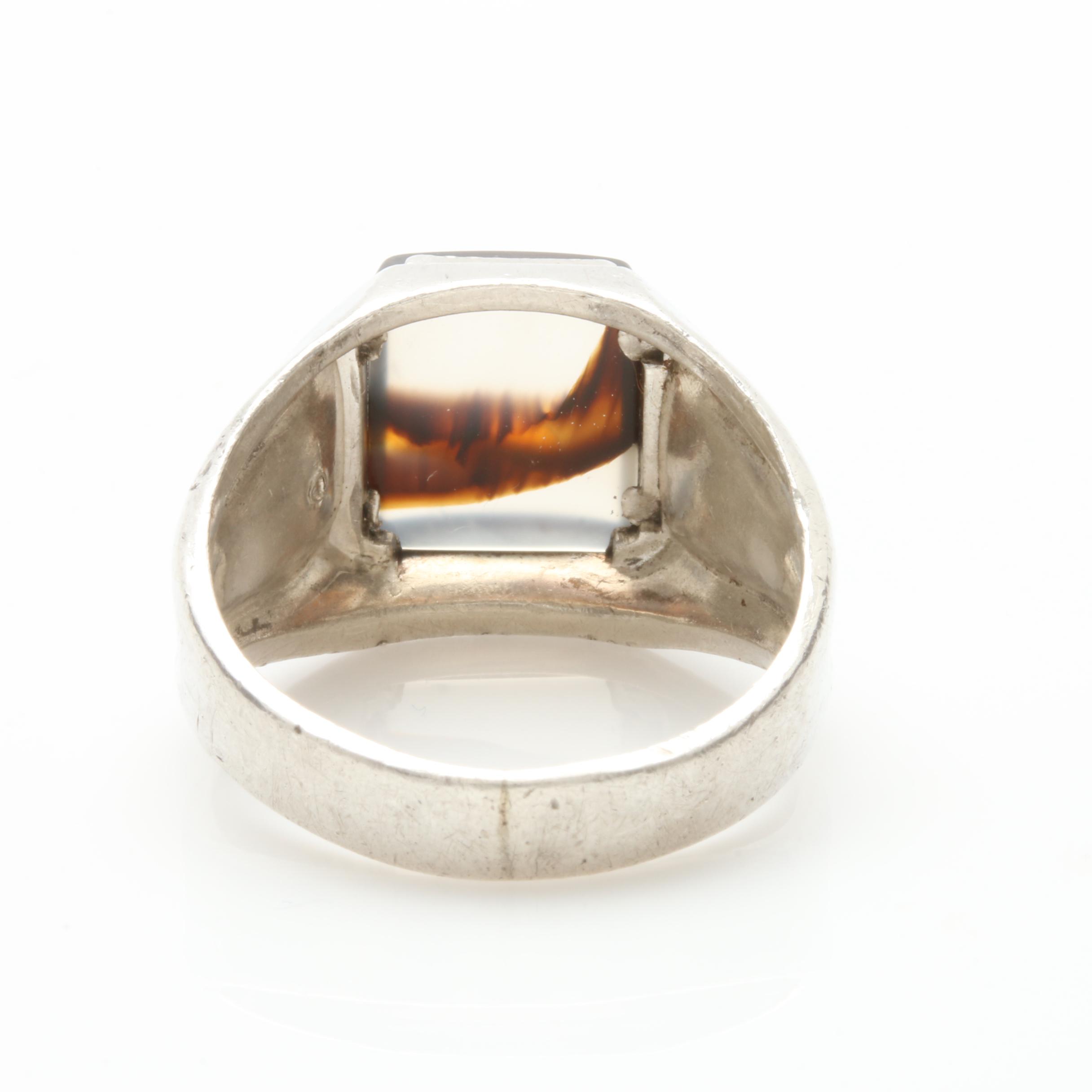 Clark & Coombs Sterling Silver Agate Ring