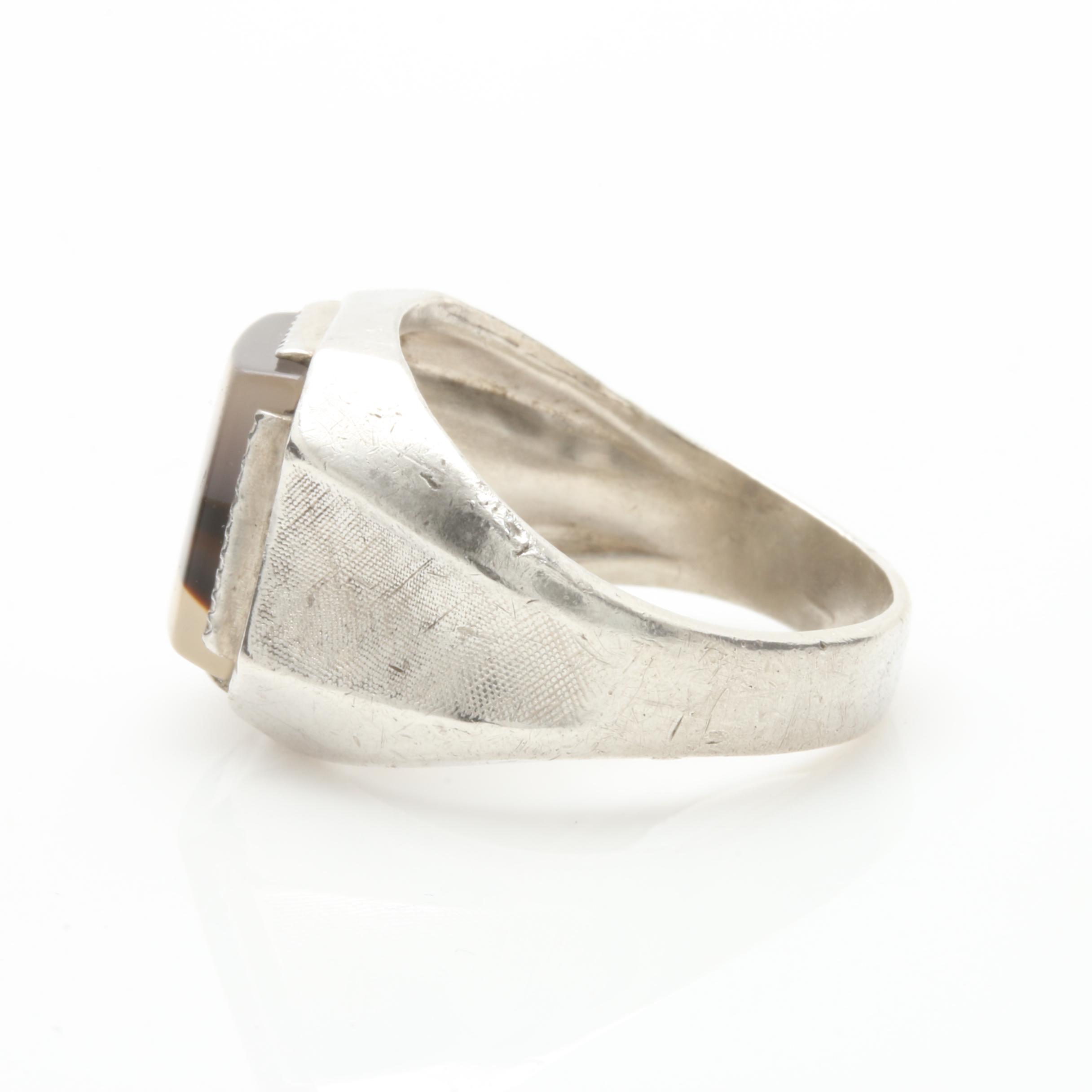 Clark & Coombs Sterling Silver Agate Ring