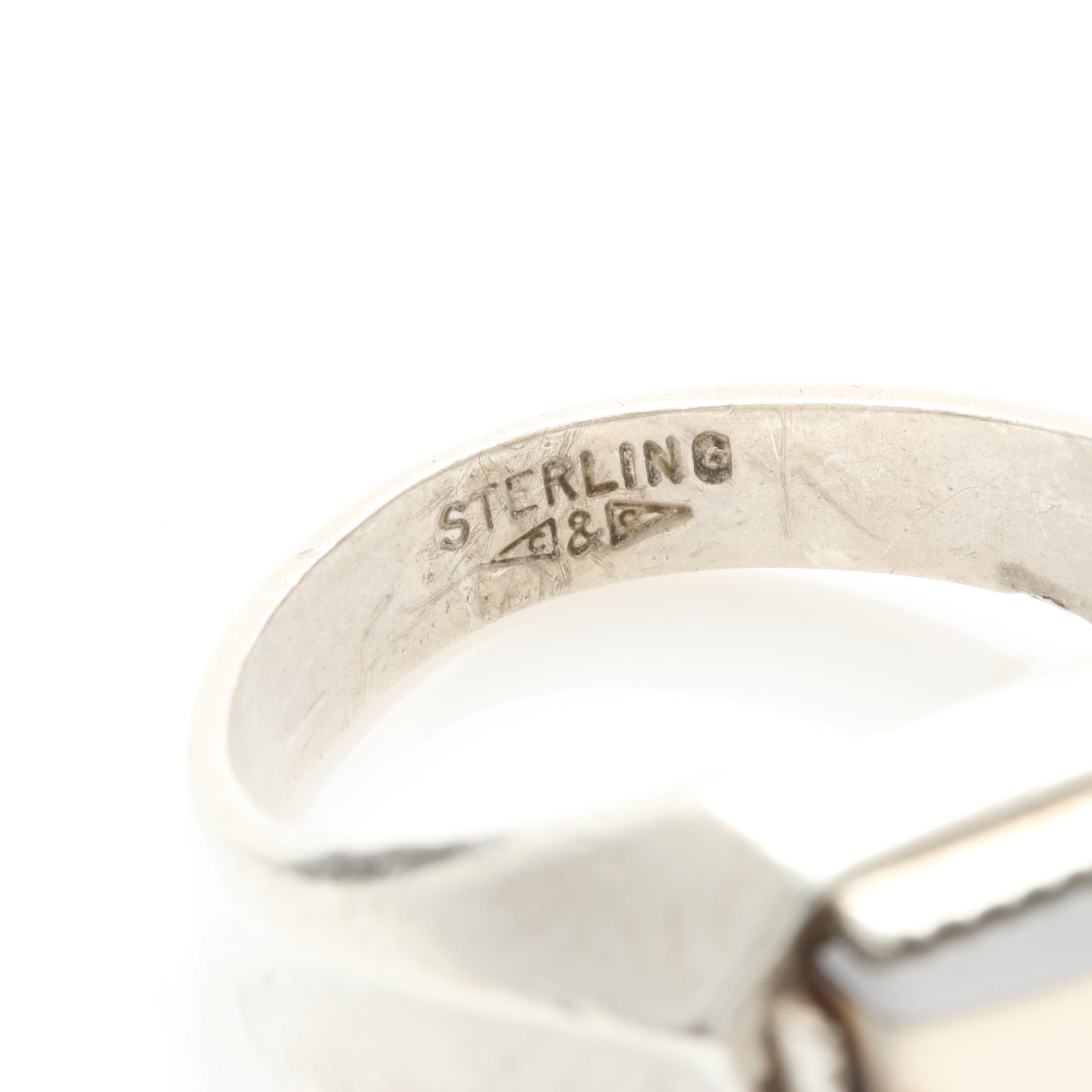 Clark & Coombs Sterling Silver Agate Ring