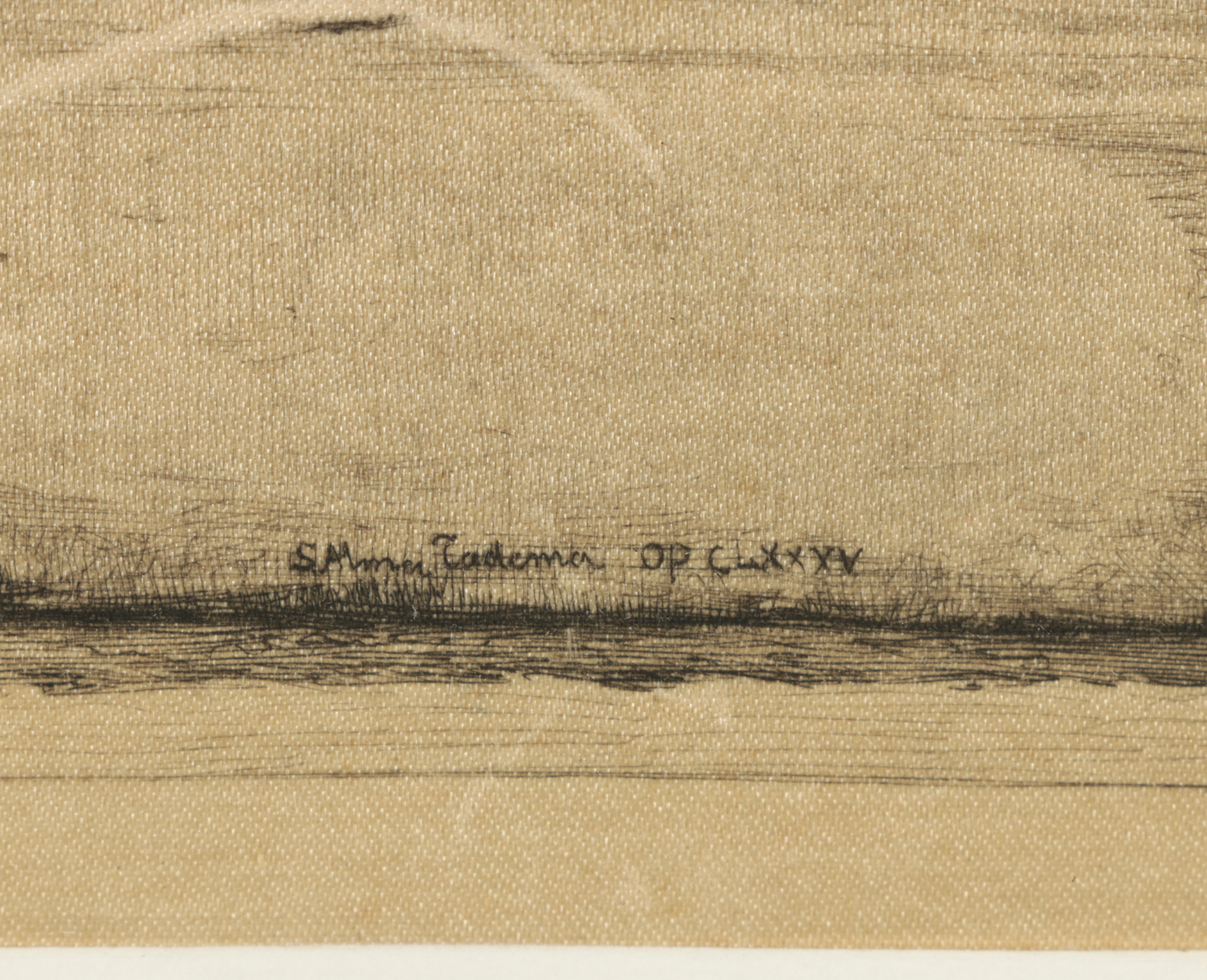 PRIORITY-Etching on Silk After Sir Lawrence Alma-Tadema "Pleading"