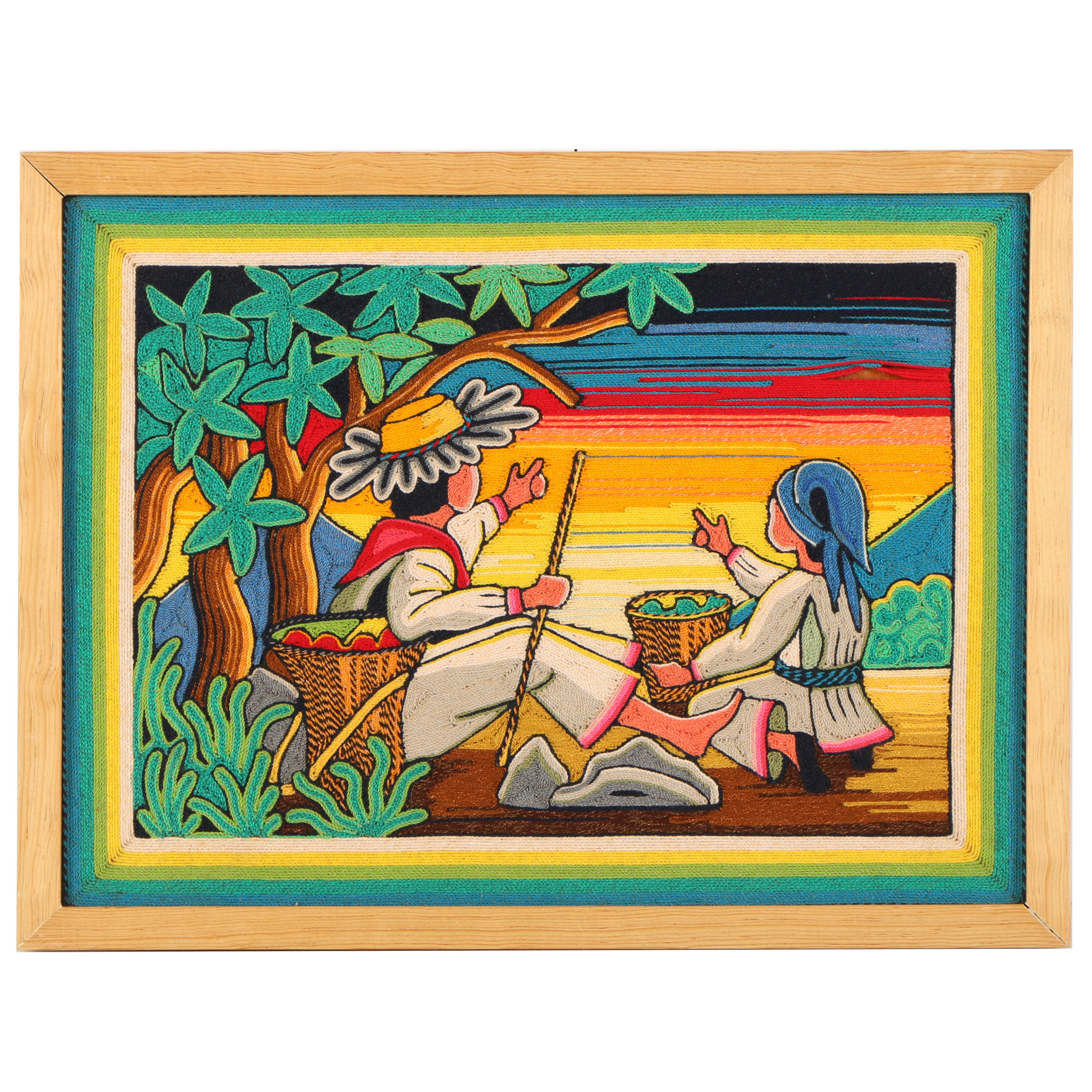 Neikame Carrilla Morales Huichol Yarn Painting "Te Tuayamete"